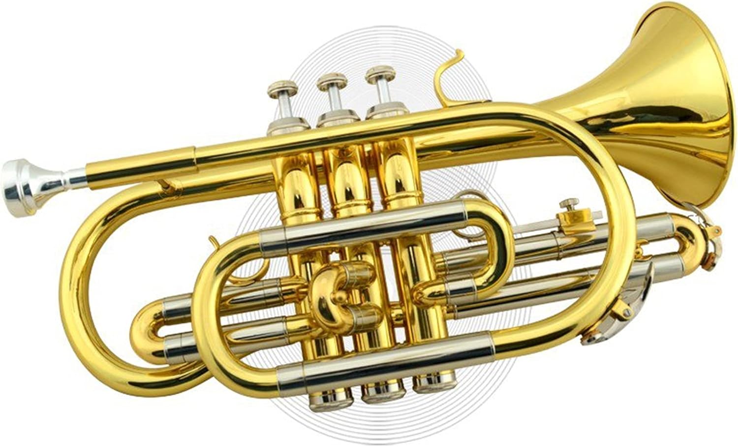 Student Trumpet Professional Brass Cornet with Gold Paint B Flat Trumpet Cornet Instrument with Hard Case
