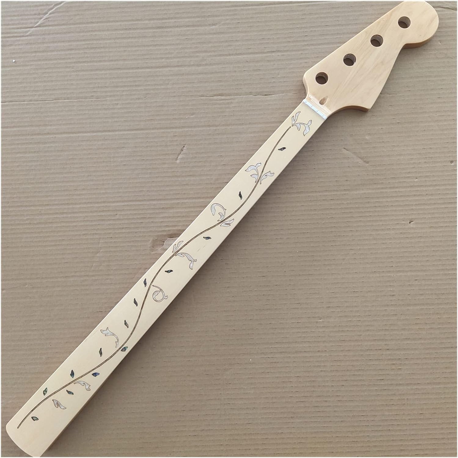 Fretless Maple 20 Frets for PB Bass Guitar Neck Part 4 String Maple Fingerboard Vine Inlay Electric Guitar Neck