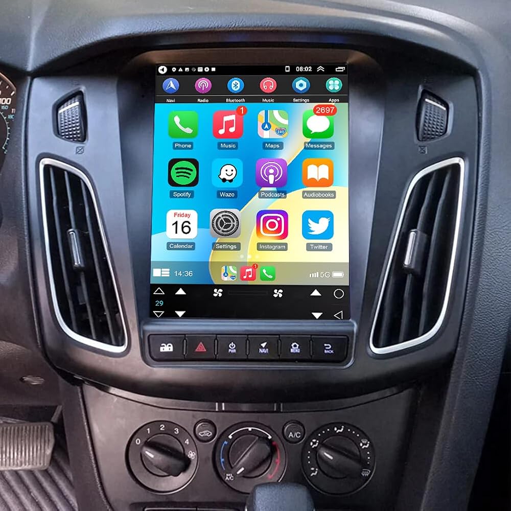 Car Stereo Radio for Ford Focus 2012 2013 2014 2015 2016 2017 2018 Wireless CarPlay & Andriod Auto,10.4 Inch Screen Stereo for Ford Focus 2012-2018 WiFi GPS Navigation BT AHD Backup Camera-2+32G