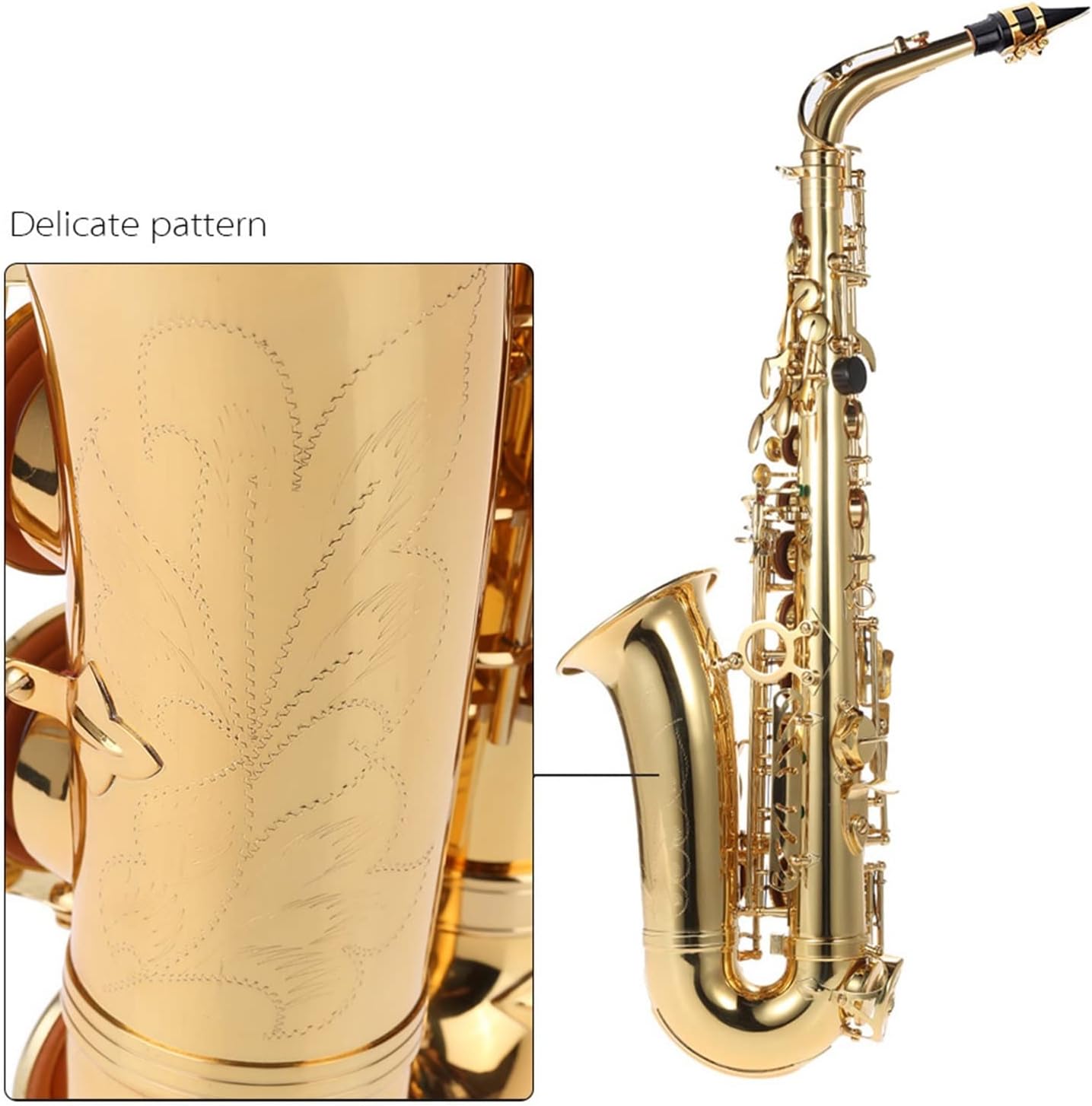 EB Alto Saxophone Brass Lacquered Gold E Flat Sax 82Z Key Type Woodwind Instrument (Color : Gold EB)