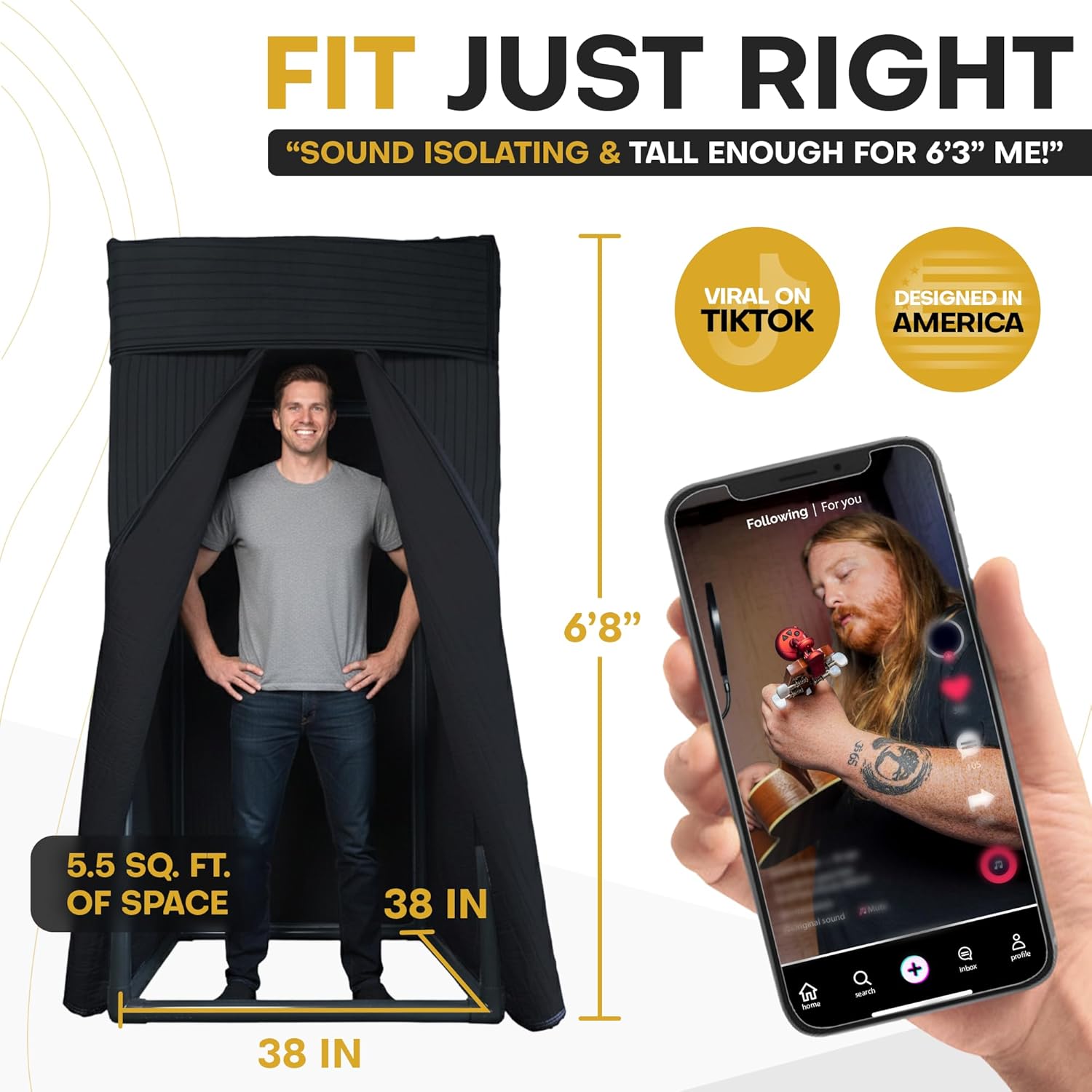 Updated 2025 OEM RECORDING SOUND BOOTH | Portable Studio for Crisp Dry Vocals | Acoustic Treatment for Any Space | Sound Isolation Booth for Home Studio | 5-Min Assembly w/Travel Bag & Extras