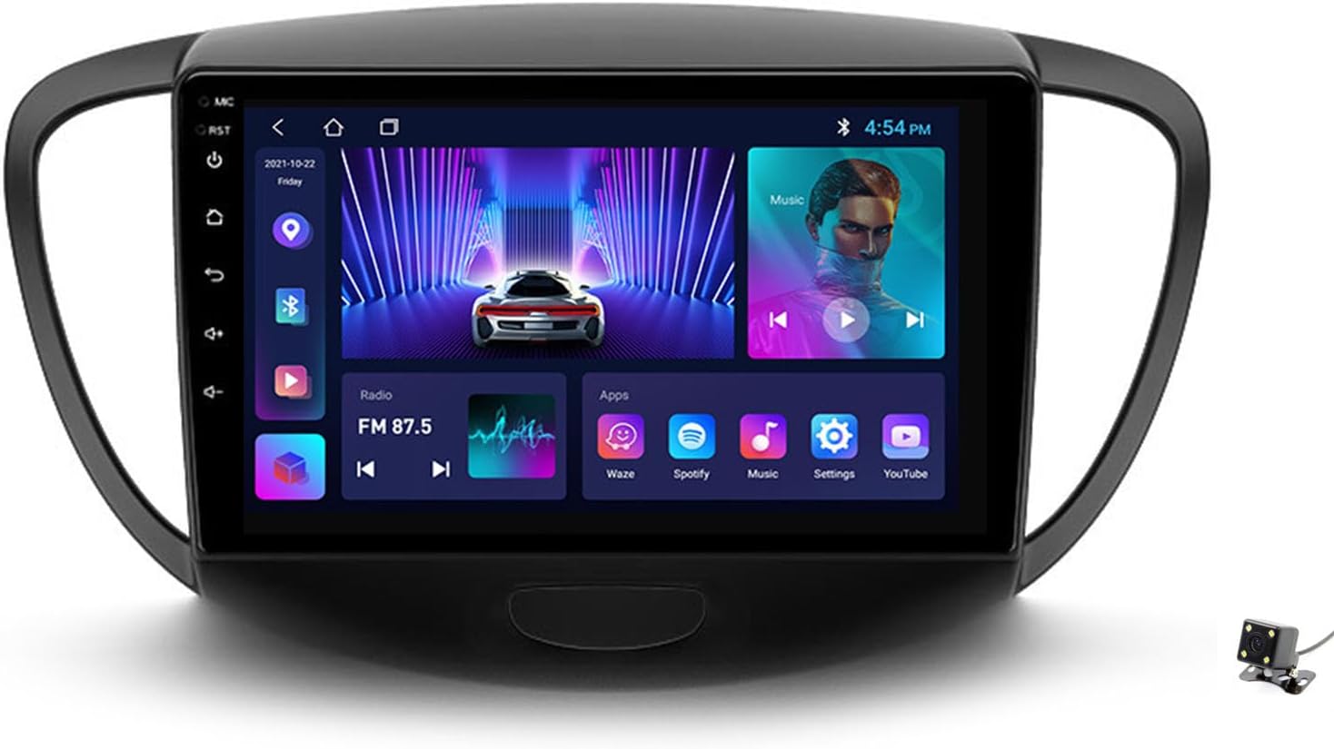 Car Stereo Radio with Car-Play Android Auto for Hyundai i10 2007-2013 9 Inch Android 12 Touch Screen Bluetooth Car Radio with GPS Navigation FM WiFi Backup Camera and Cooling Fan