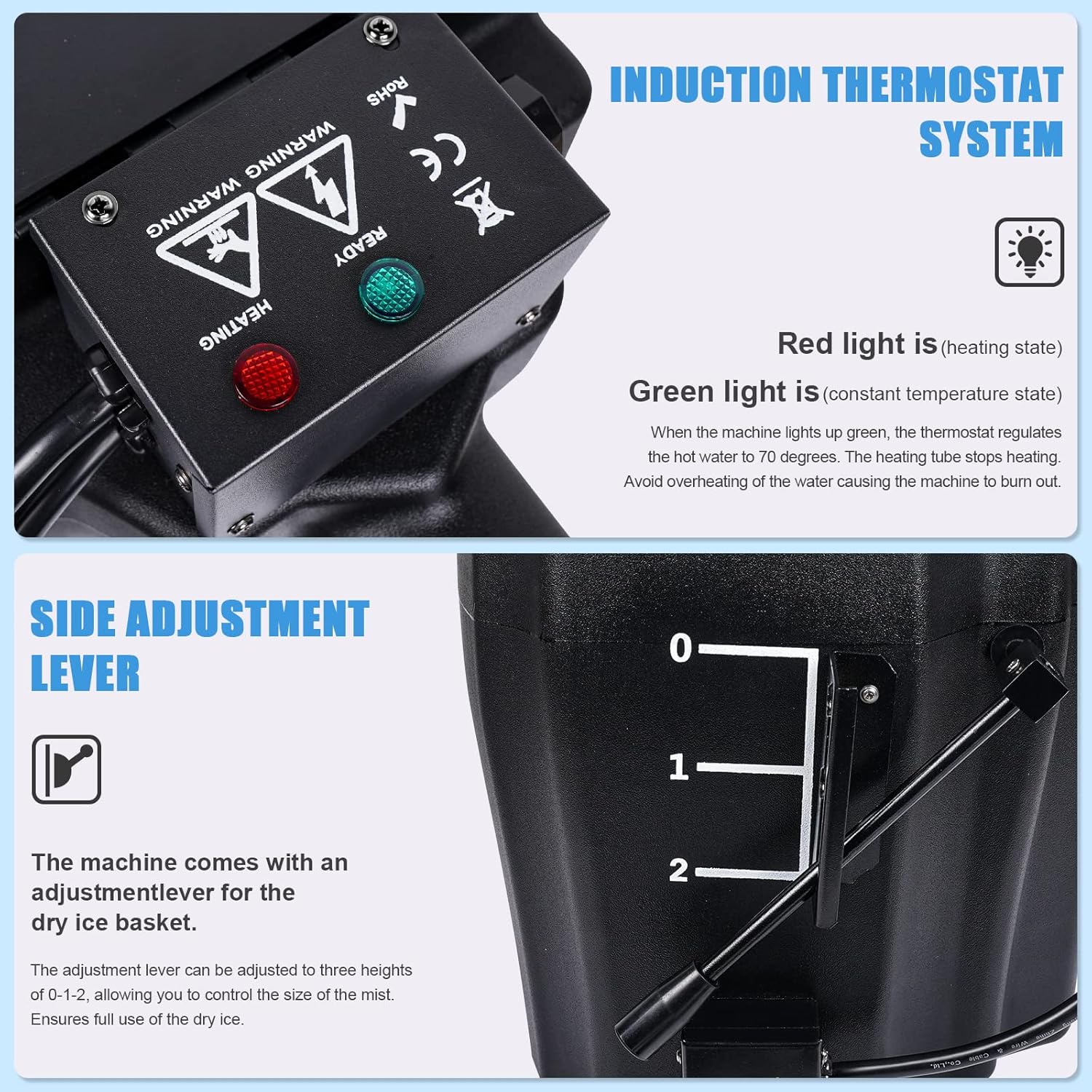 3500W Dry Ice Fog Machine with Tube, Low Lying Smoke Machine Professional Stage Dry Ice Fog Smoke Effect, Dry Ice Smoke Machine for Wedding Concert Events Parties Stage Club DJ