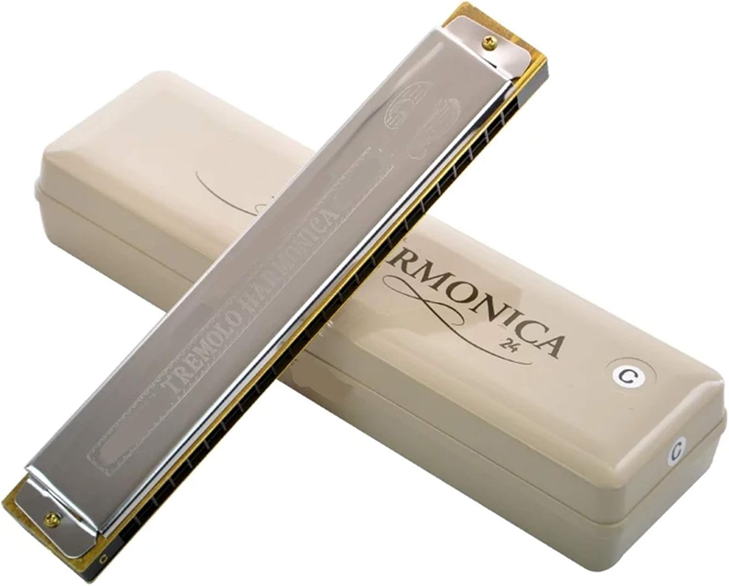 Harmonica 2 Timer Tremolo Harmonica 24 Holes Traditional Dual Notes Key C Harp Brass Reeds Musical Instruments