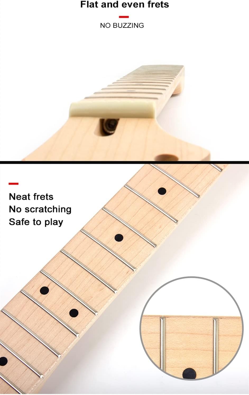 Banana Guitar Neck Maple Fingerboard 22 Frets Electric Guitar Neck Replacement Dot Inlay Matt Unfinished Guitar Neck (Color : 02)