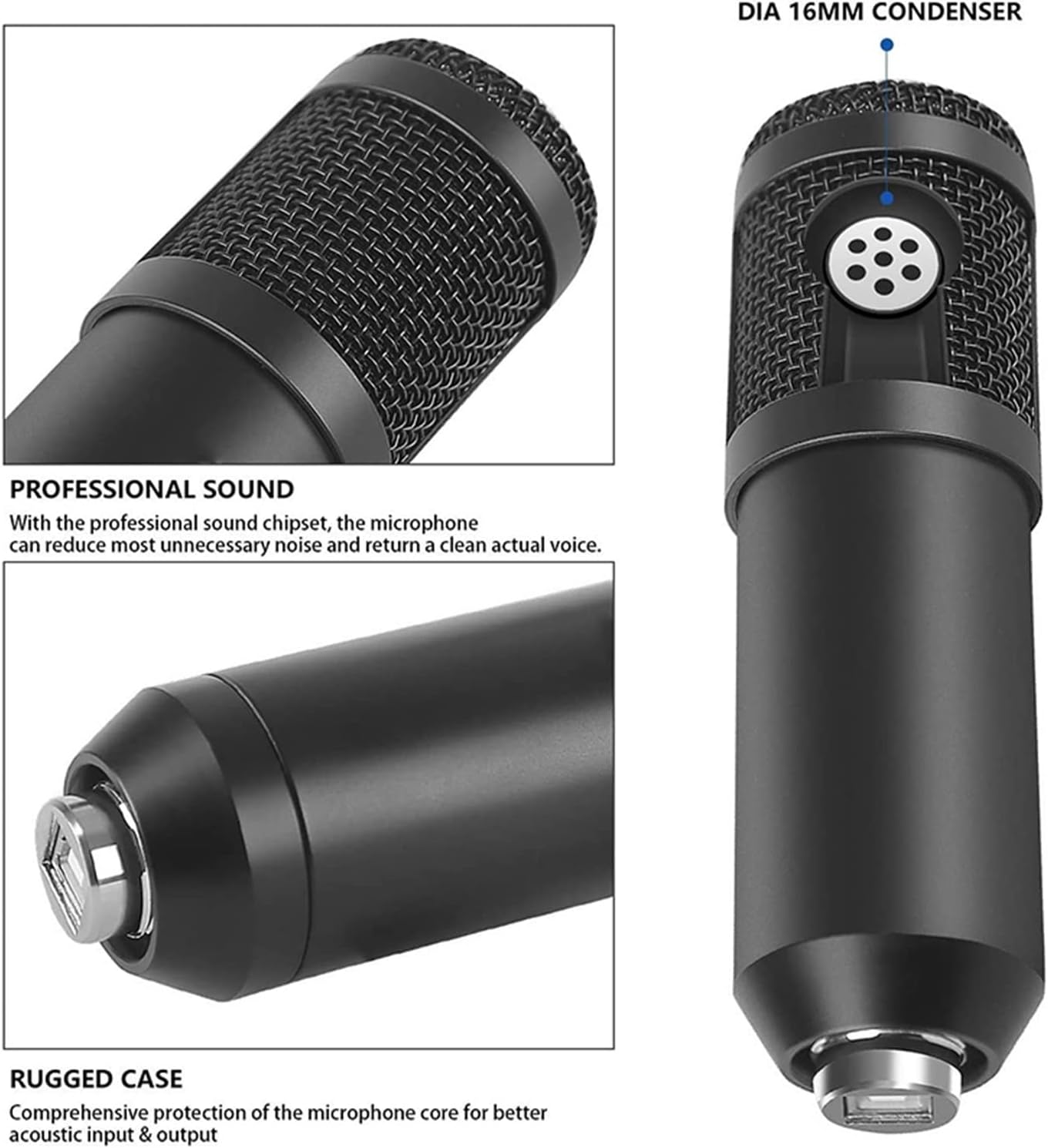 Sound Card Kit Condenser Microphone Set with Live Sound Card,Metal Shock Mount and Double Layer Pop Filter for Live Podcasting Studio Setup for Recording Music