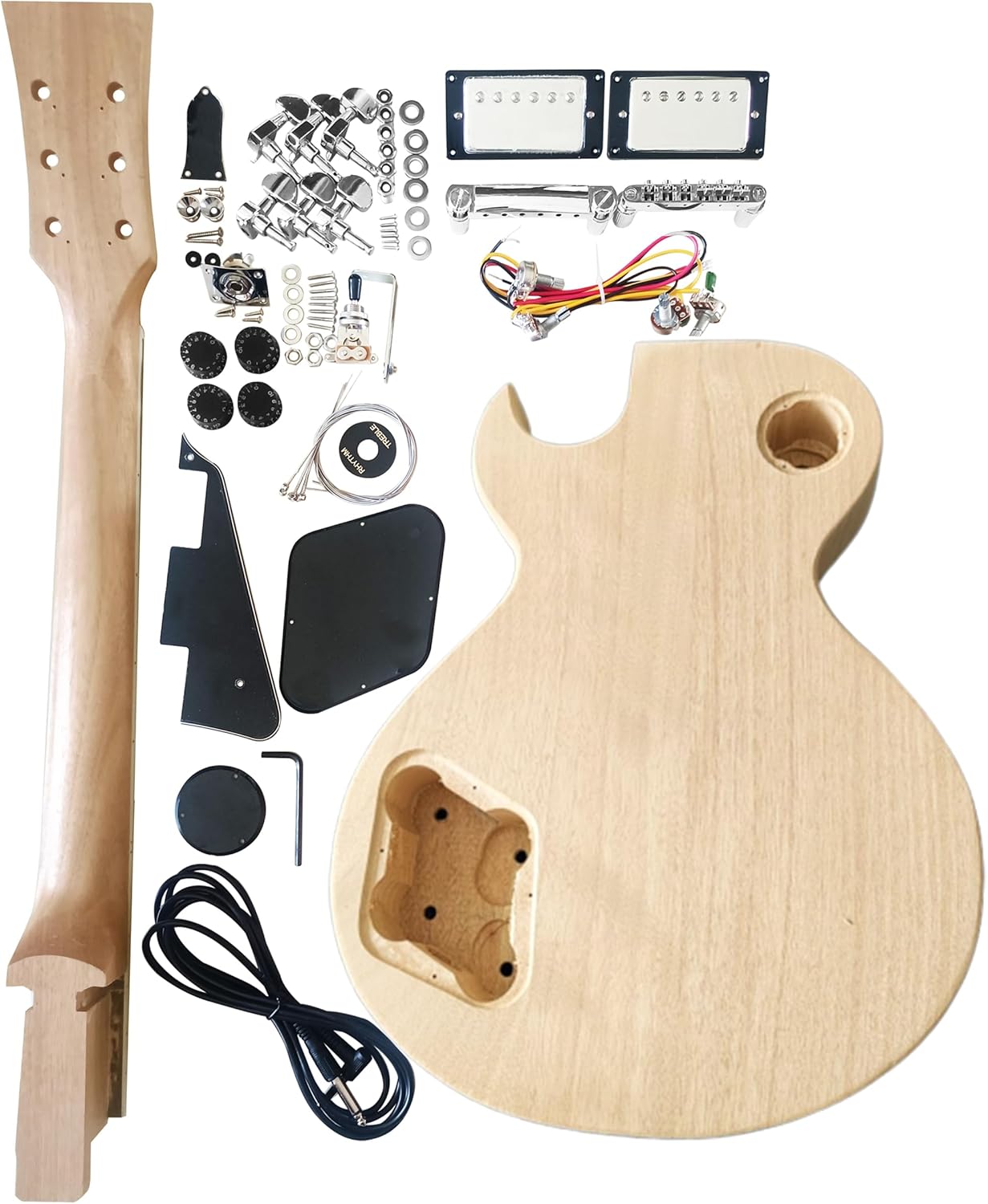 DIY Single Cut Electric Guitar Kits with Mahogany Body and Neck - Rosewood Fingerboard and All Components Included (SC)