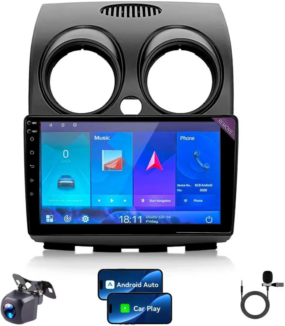 2+64G Car Radio for Nissan Rogue 9 inch Touch Screen 2007-2015 Stereo,Wireless Carplay/Andriod Auto/Bluetooth/WiFi//EQ Audio/AM/FM/Navigation/AHD Camera