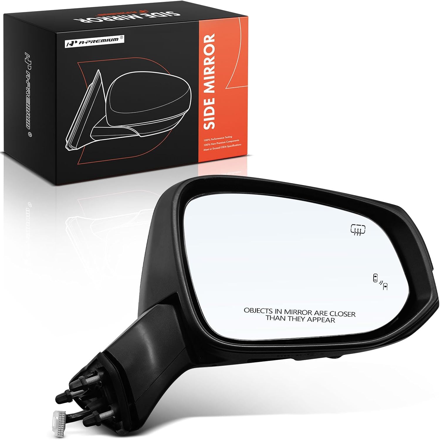 A-Premium Passenger Side Power Door Mirror - Compatible with Toyota Sienna 2021 2022 2023 2024 - Heated Power Folding Black - with Turn Signal, Puddle Light, Blind Spot Detection, Side View Camera