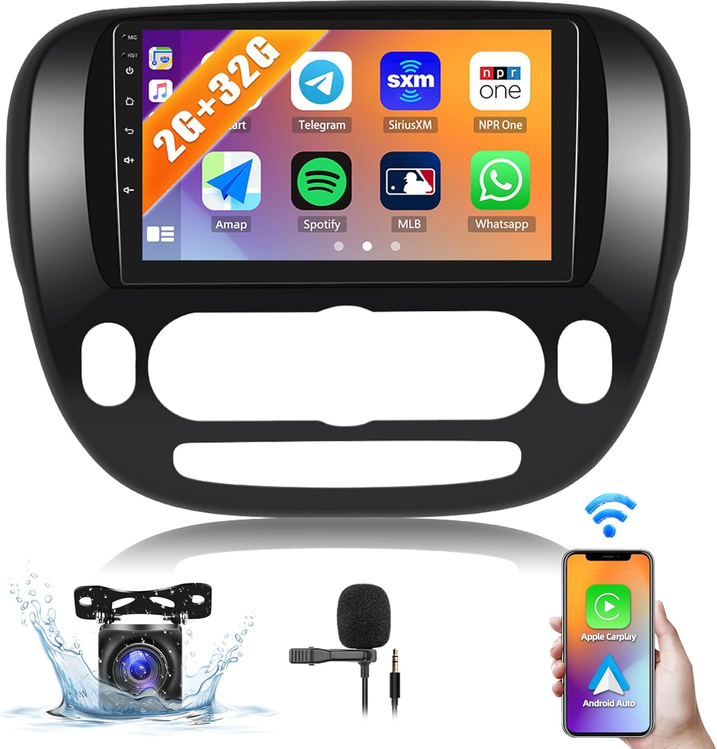 2G+32G Car Stereo for Kia Soul 2014-2019 with Wireless CarPlay Android Auto Android 13 Car Radio 9