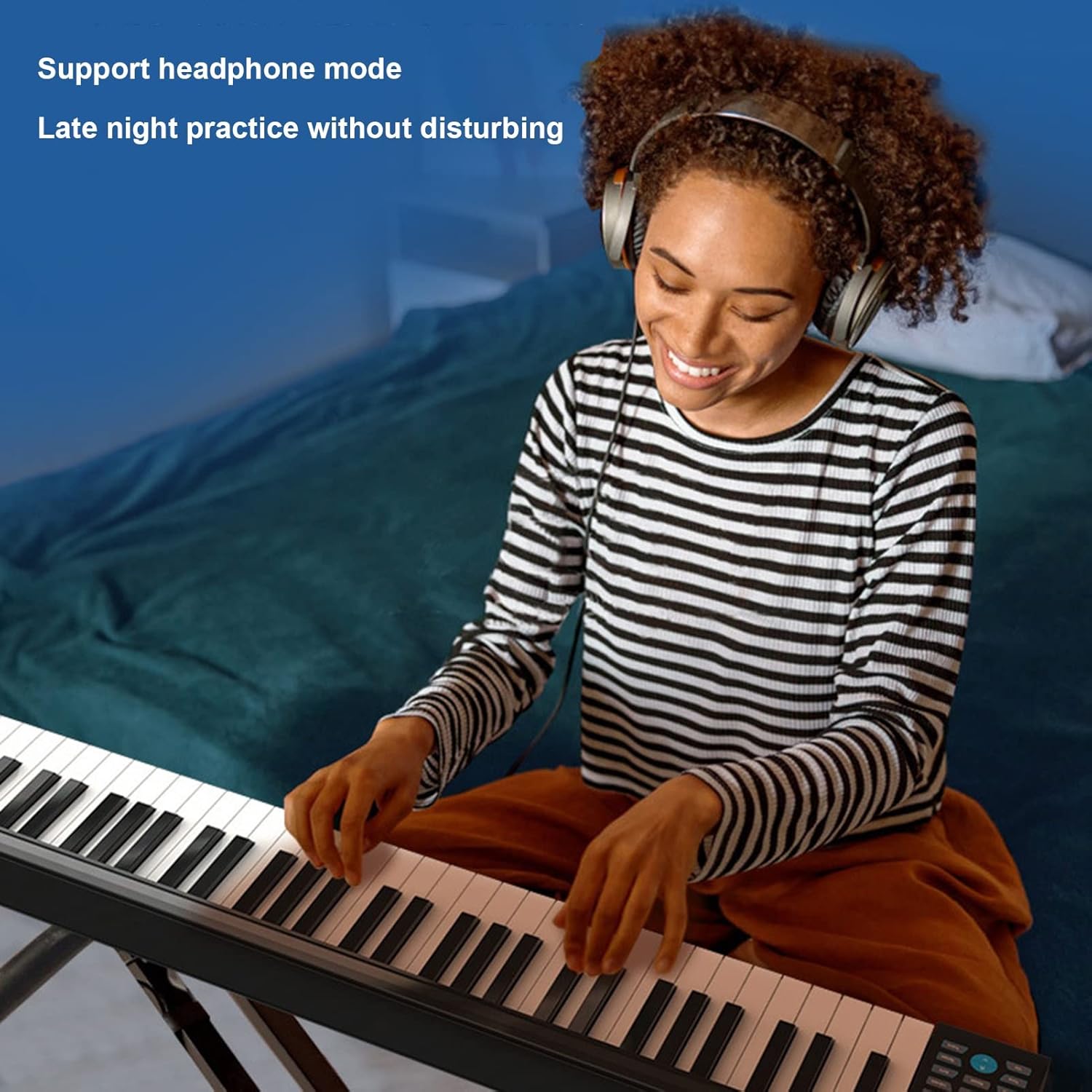Digital Keyboard Piano 88 Key Semi-weighted Portable Electric Keyboard Built-in Speaker Rechargeable Battery Music Instrument with Bluetooth MIDI Connection For Beginners and Kids