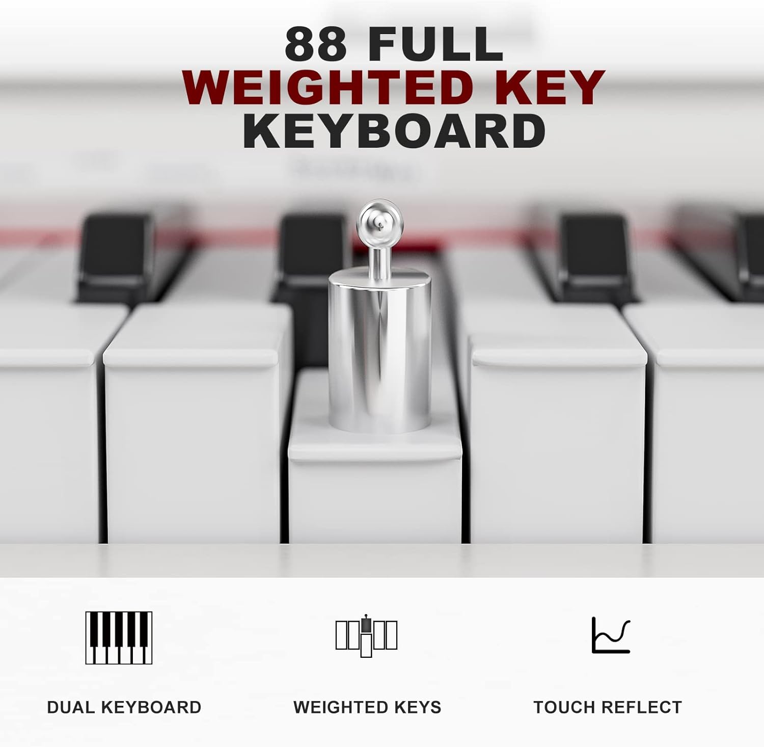 UMOMO UMP-716 88 Key Weighted Keyboard Piano with Piano Bench, Beginner Digital Piano Full Size Heavy Hammer Weighted Action Electric Piano Keyboard with USB & MIDI, White