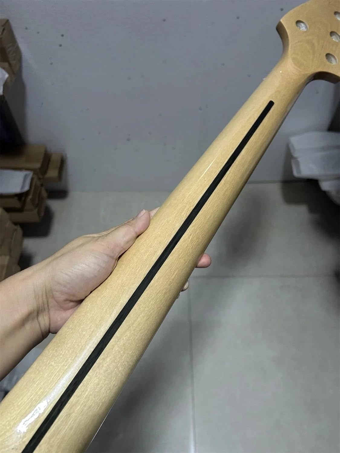 5 String Bass Guitar Neck Maple Gloss 20 Frets 34 Inch Scale 72mm Heel Width Replacement