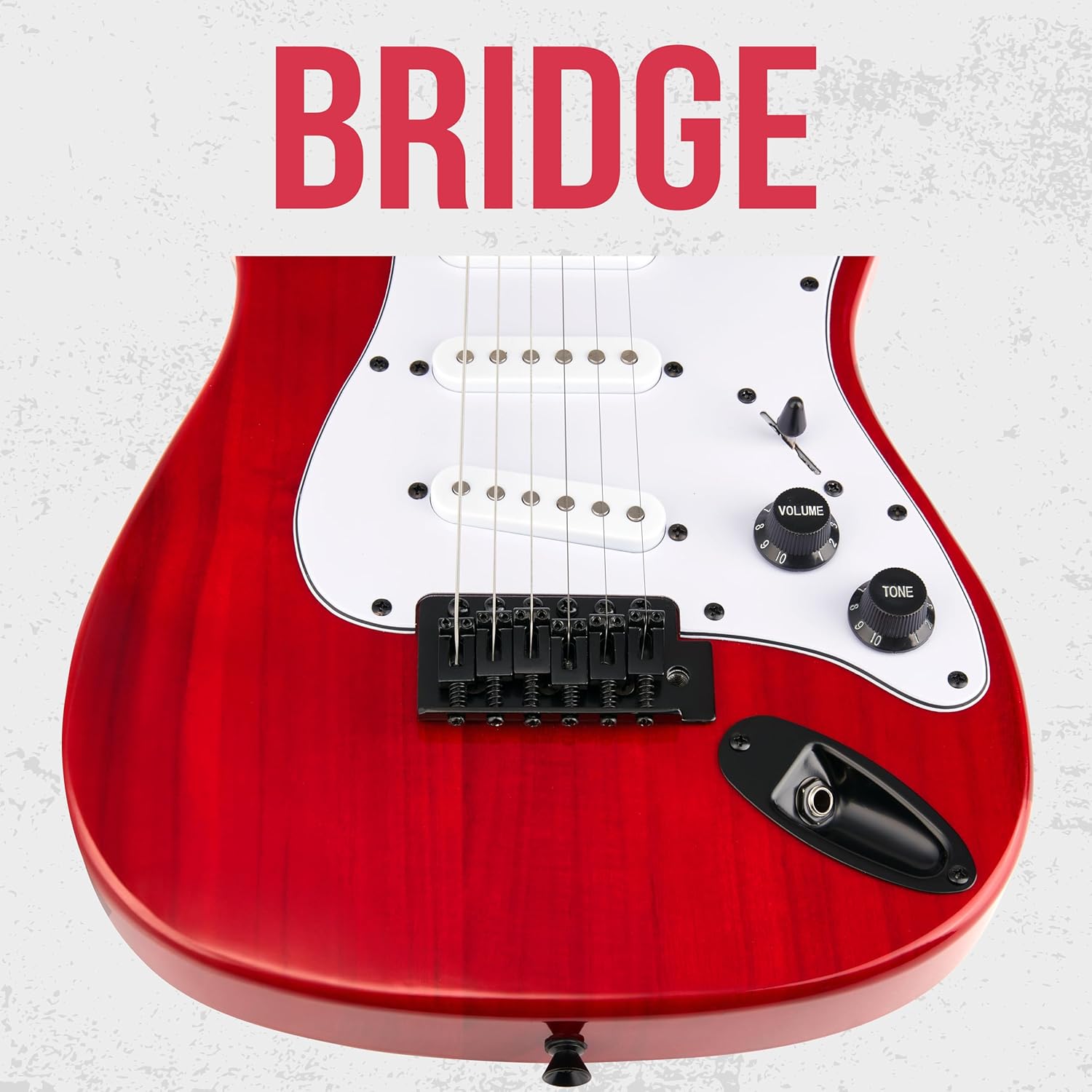 LyxPro CS 30” Electric Guitar Kit for Beginner, Intermediate & Pro Players with Guitar, Amp Cable, 6 Picks & Learner’s Guide | Solid Wood Body, Volume/Tone Controls, 5-Way Pickup - Red