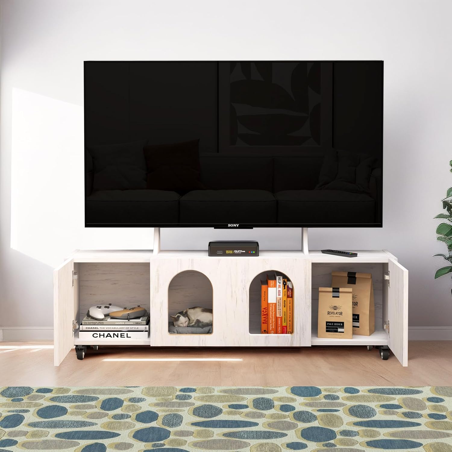 Pmnianhua Mobile Corner TV Stand on Wheels for 60