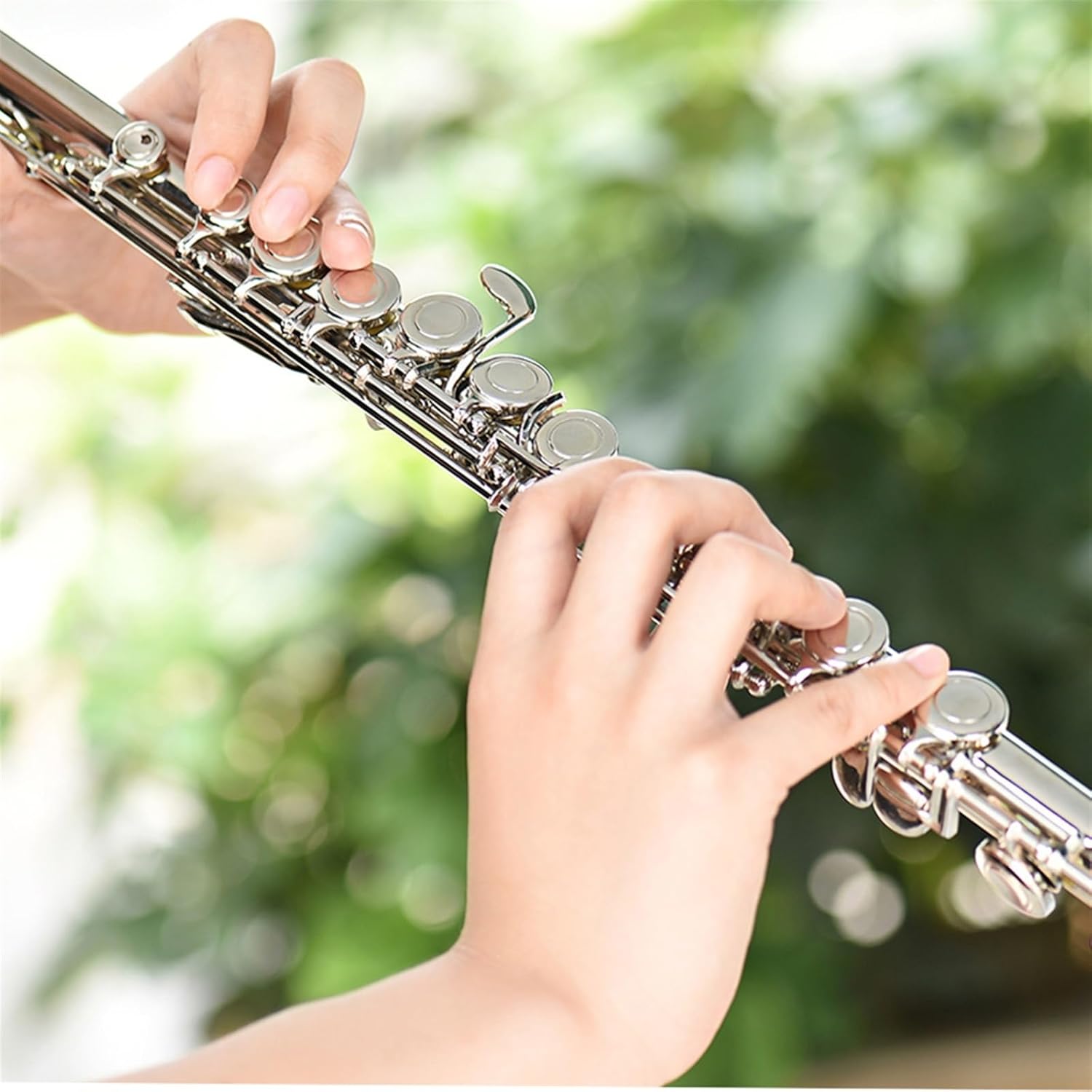 Flute Nickel-Plated Flute 16 Holes C Key White Brass Woodwind Instrument with Glove Bag Flutes Musical Instruments