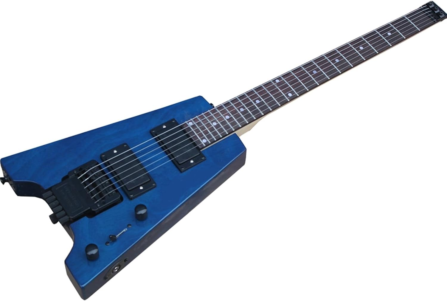 VENEKA Headless Electric Guitar Blue 6 Strings 24 Frets 39 Inches Headless Electric Guitar with Rosewood Fretboard