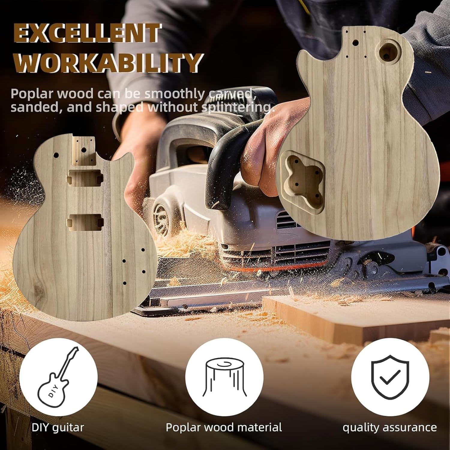Diy Electric Guitar Body Blank For Custom Paint/Stain,Paulownia Wood Blank Guitar Barrel For Lp Style Bass Guitars Diy Parts