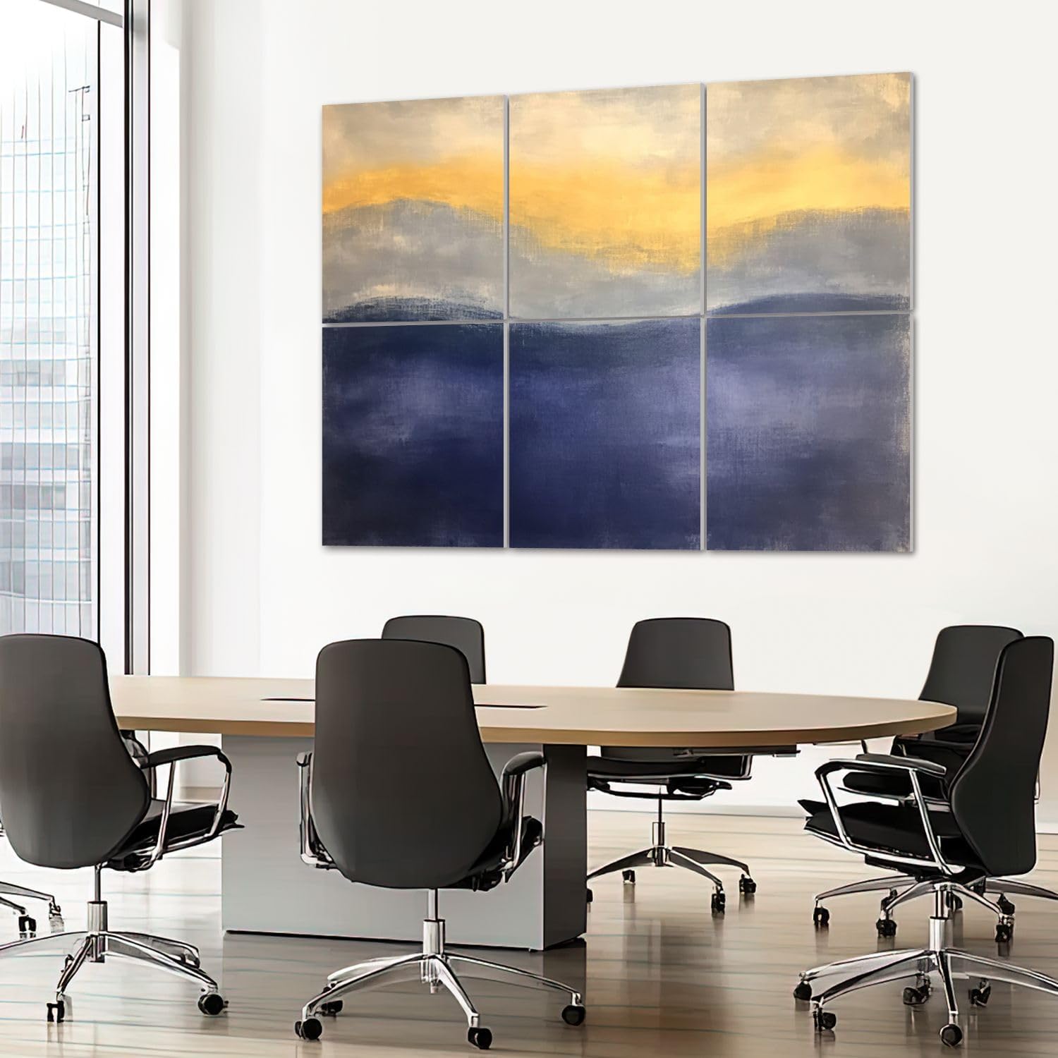 6 Pack Art Acoustic Panels Sound Absorbing Modern Style Abstract Hills Sunset Sky Ethereal Horizon Blended Colors Decorative Soundproof Wall Panels Self Adhesive for Recording Studios Office 72