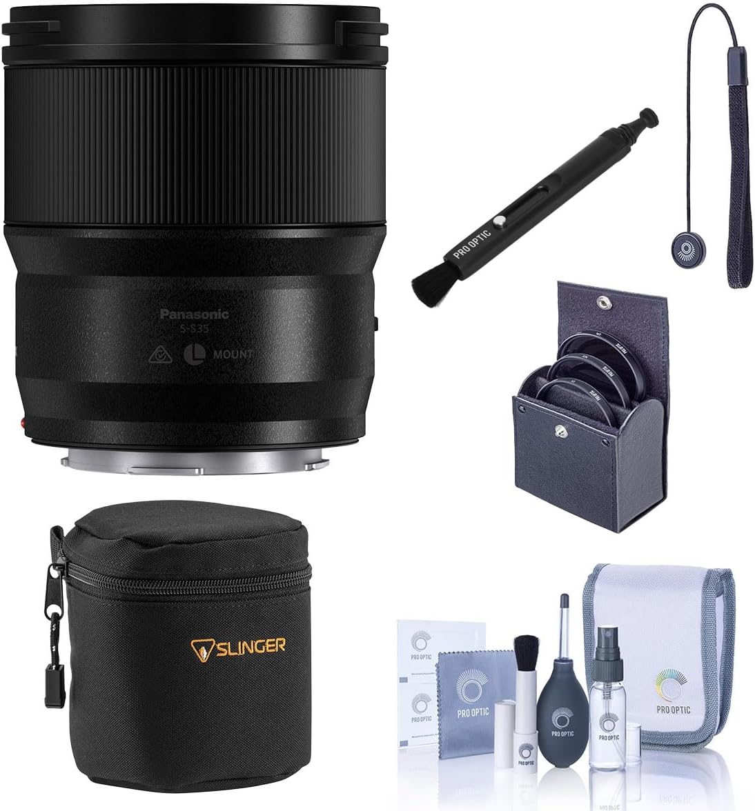 Panasonic LUMIX S 35mm f/1.8 Lens, Bundle with Small Lens Case, 67mm Filter Kit, Lens Pen Lens Cleaner, Cleaning Kit and Lens Cap Tether