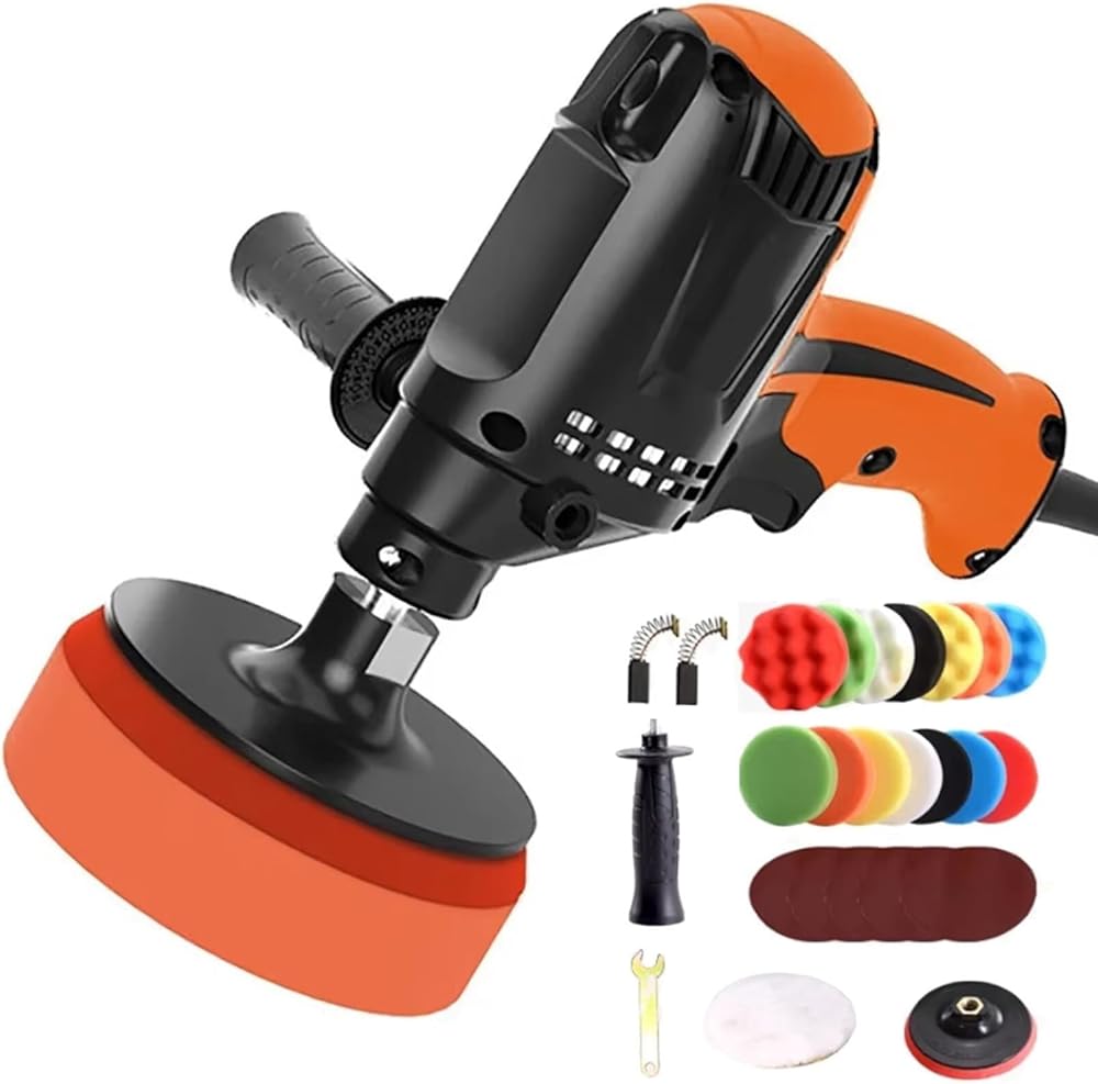 Cordless Car Polisher,Buffer Polisher, Buffer Polisher Waxer 980w ,Car Detailing Buffer Polisher Machine Kit, 6 Gears Variable Speed Polisher Machine 850-3200 Rpm, For Auto Polishing Sanding Waxing