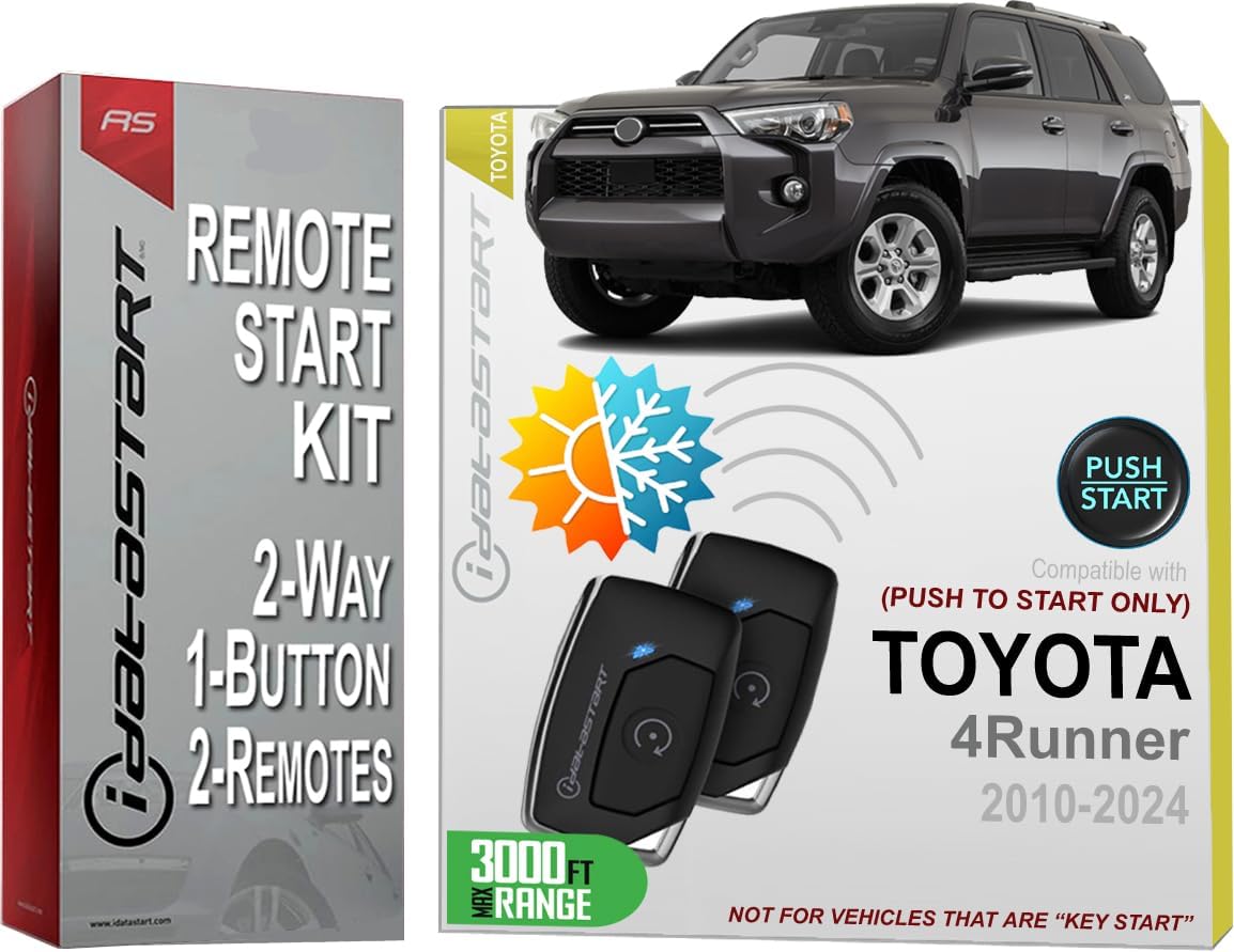 iDatastart 3000FT Range Remote Starter Kit for Toyota 4Runner (2010-2024) | 🗹 Push-to-Start Ignition Models (2-Way, 1-Button)