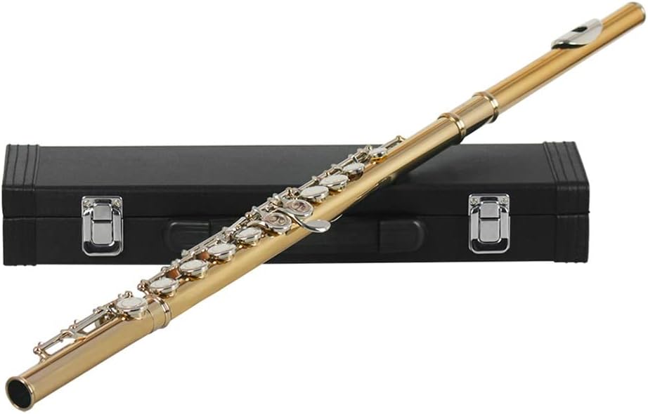 Gold-plated Silver Keys 16 Holes Flute Woodwind Instrument Closed Hole E Key Concert Flute with Box Music Accessories