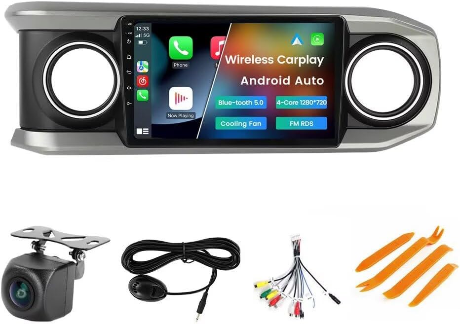 Radio for Toyota Tacoma 2016-2022 2GB RAM 64GB ROM, Biorunn 9 Inch Touchscreen Stereo Head Unit Wireless Car-Play Android Auto Blue-Tooth GPS Navi WiFi FM SWC RDS Blue-Tooth WiFi