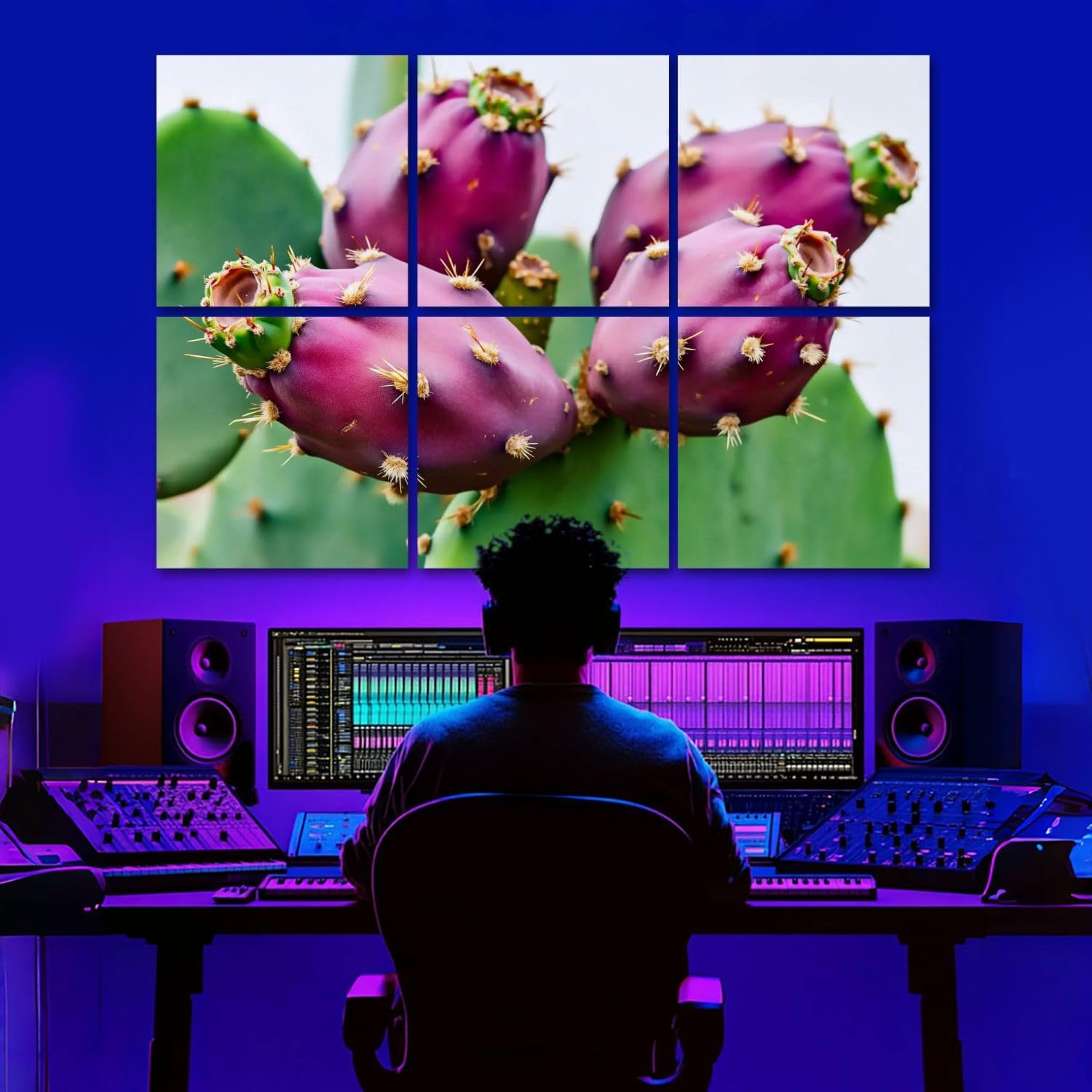 6 Pack Art Acoustic Panels Opuntia cactus fruits ripen Soundproof Wall Panels, 48