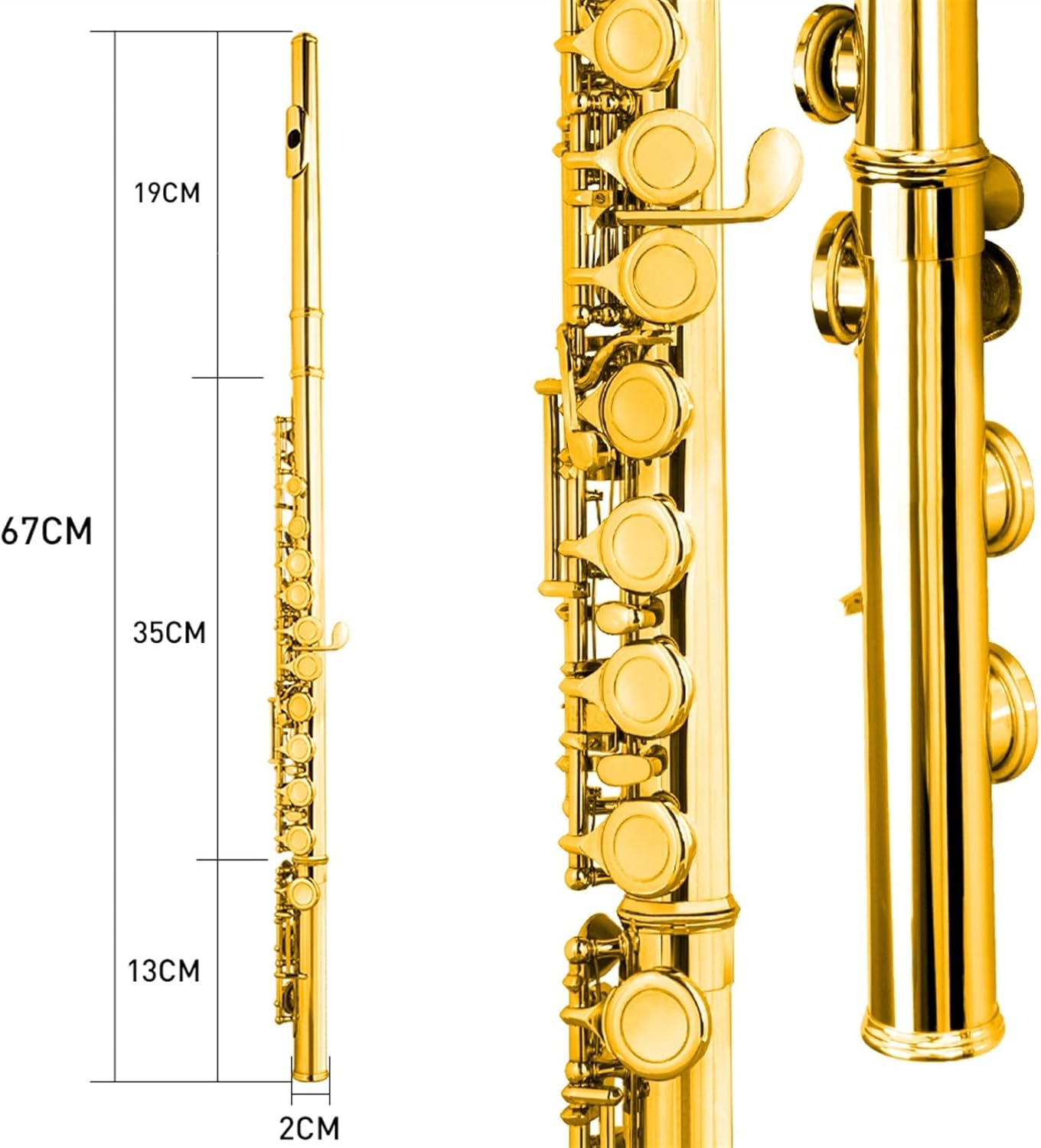 Flutes 16 Holes Flute Closed Hole C Tone Golden Flute Silver Key Cupronickel Woodwind Instruments
