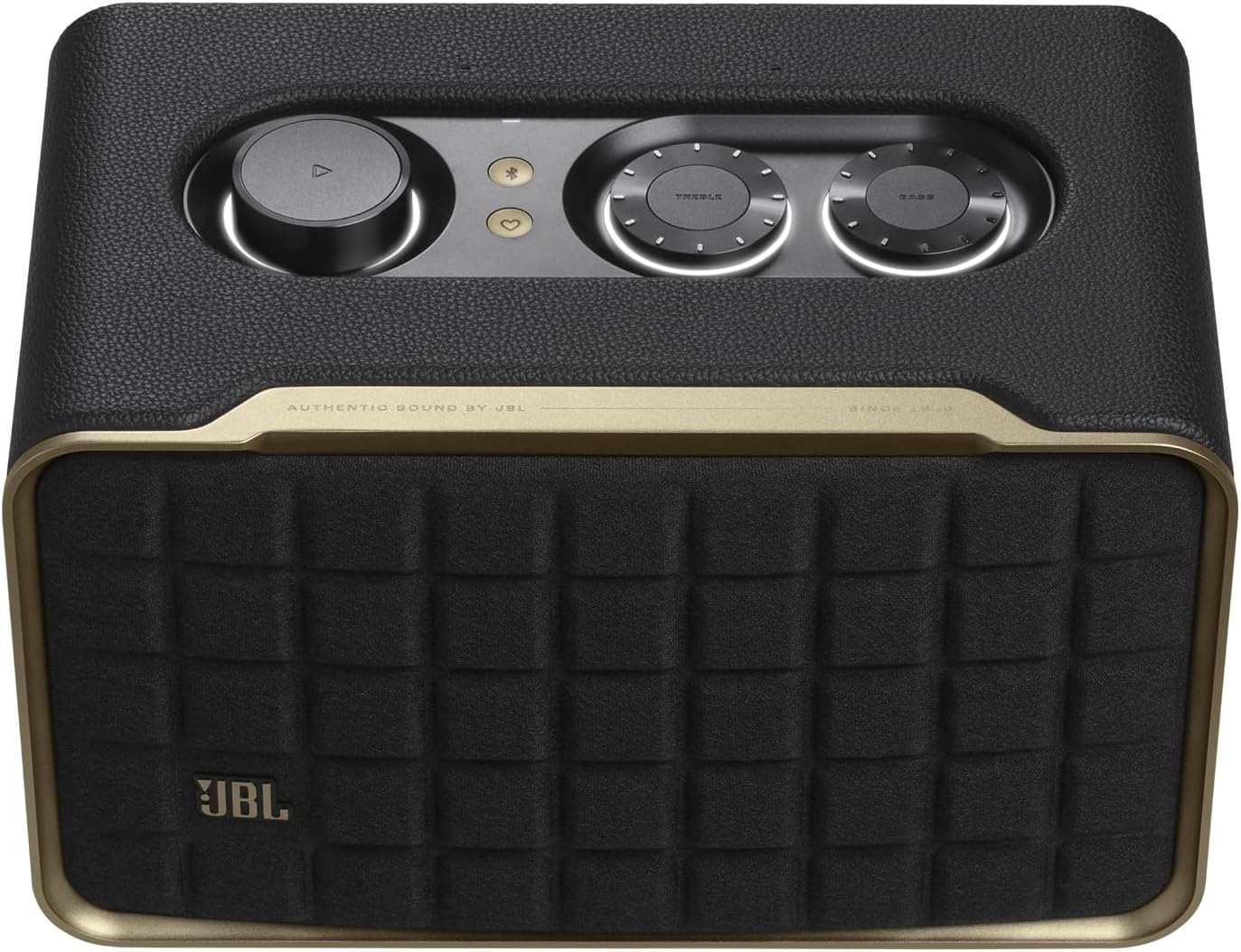 JBL Authentics 200 - Retro Style Smart Home Speaker with Built in Wi-Fi, Bluetooth and Voice Assistants, Alexa and Google Assistant, Multi-Room Playback, Automatic self tuning (Black/Gold)