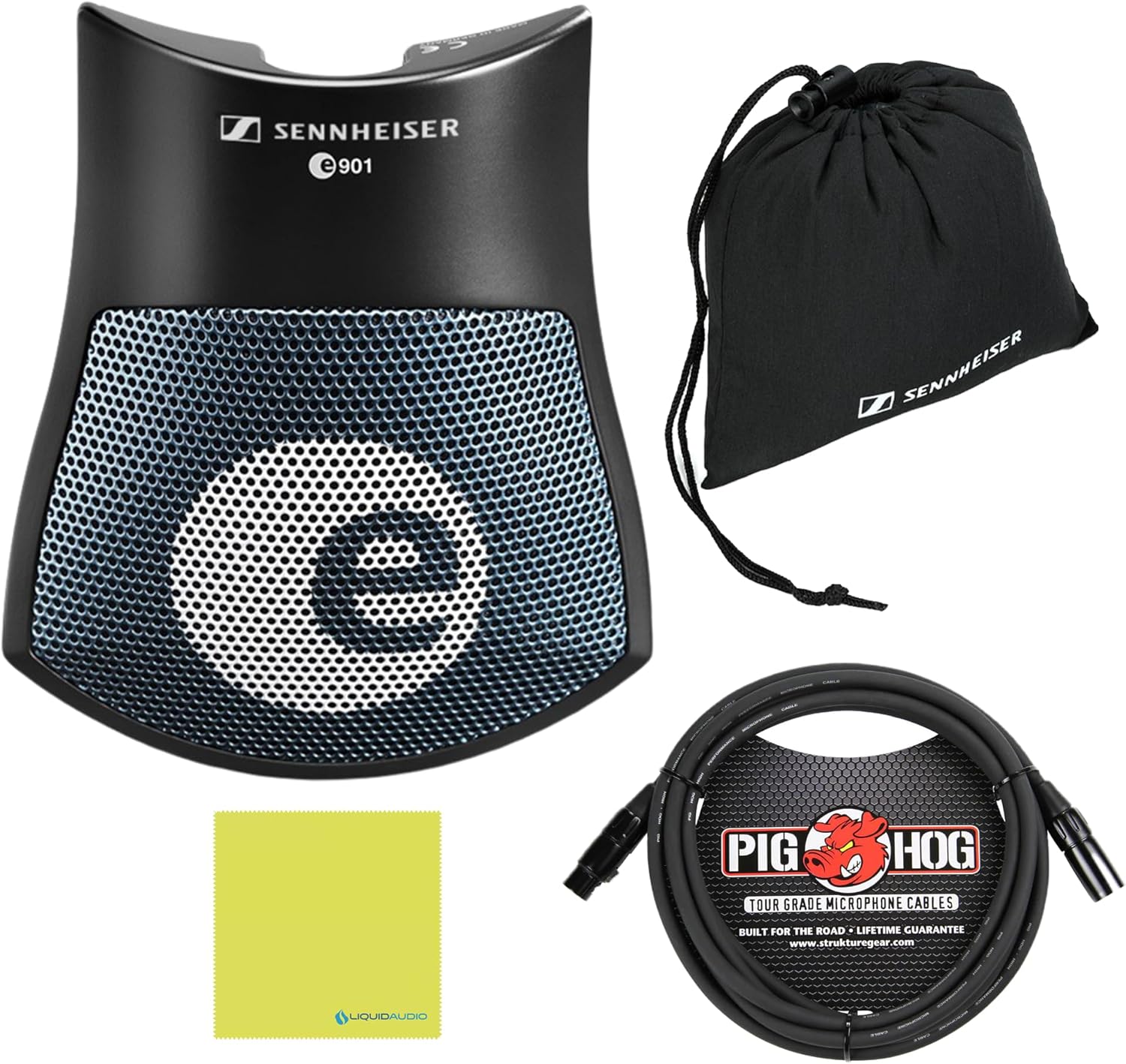 Sennheiser E 901 Boundary Condenser Microphone Bundle w/Pig Hog PHM10 8mm Mic Cable Polishing Cloth