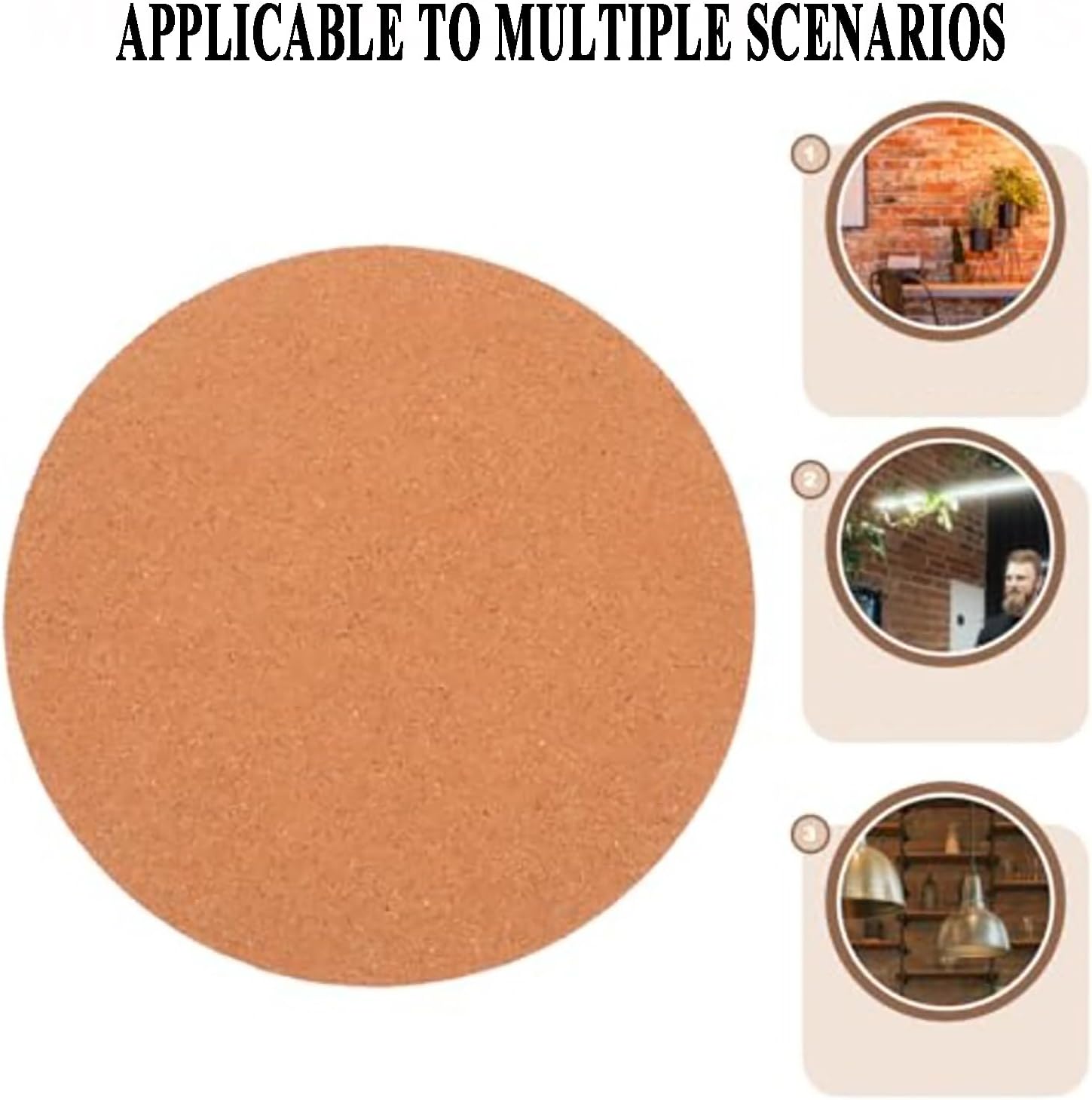 Natural Cork Round Bulletin Board Set,Self-Adhesive Office Boards,for Office Wall Tidying, Photo Displays, DIY Craft Projects,Rustic Décor,Thickness:8mm-10PACKS(Size:20cm,Color:Natural Wood Color)