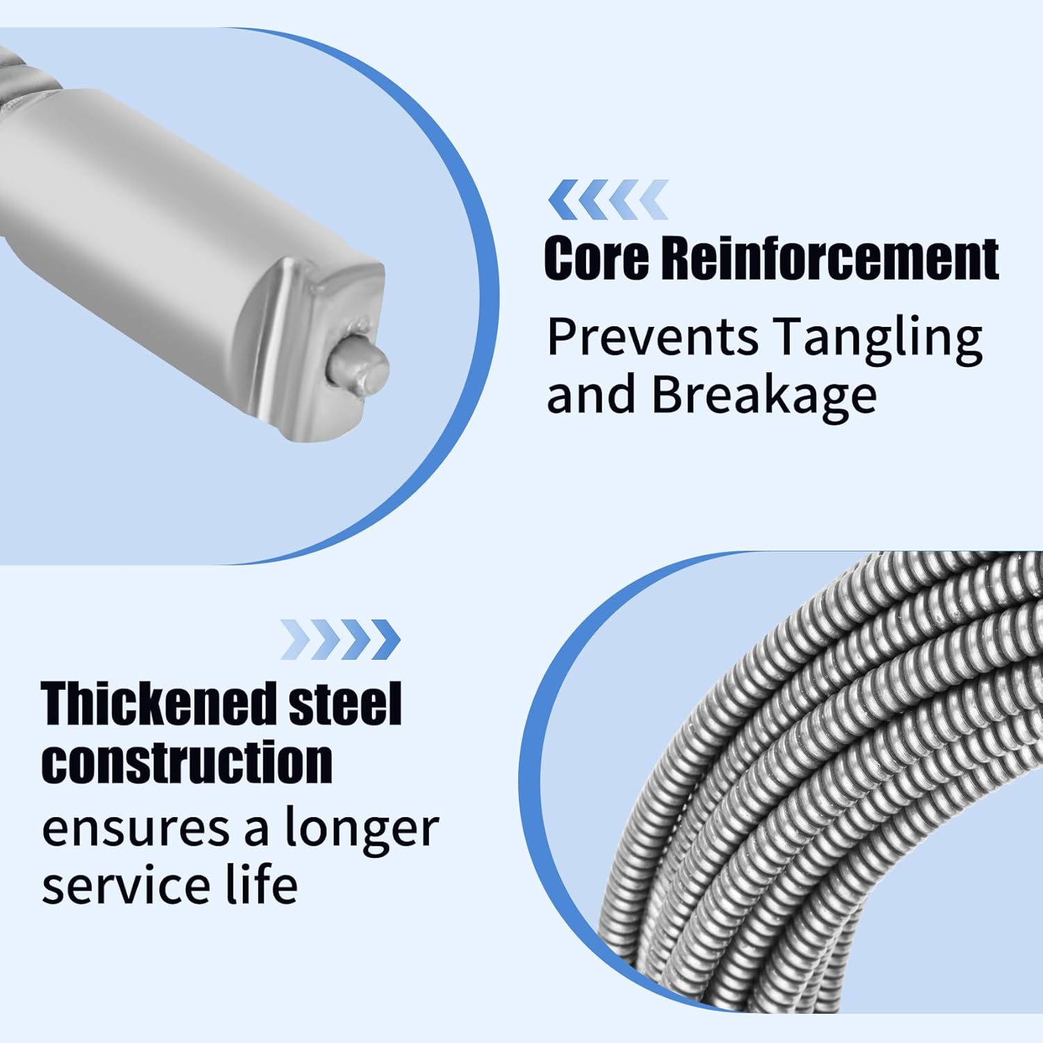 Upgraded 87597 1/2-Inch x 75-Feet C-45IW Solid Core Cable, Compatible with RIDGID K-3800, K-400 & More, Inner Core Cable for Home Drain, Drain Cleaning Equipment, Steel Pipe Snake for Drain Cleaning