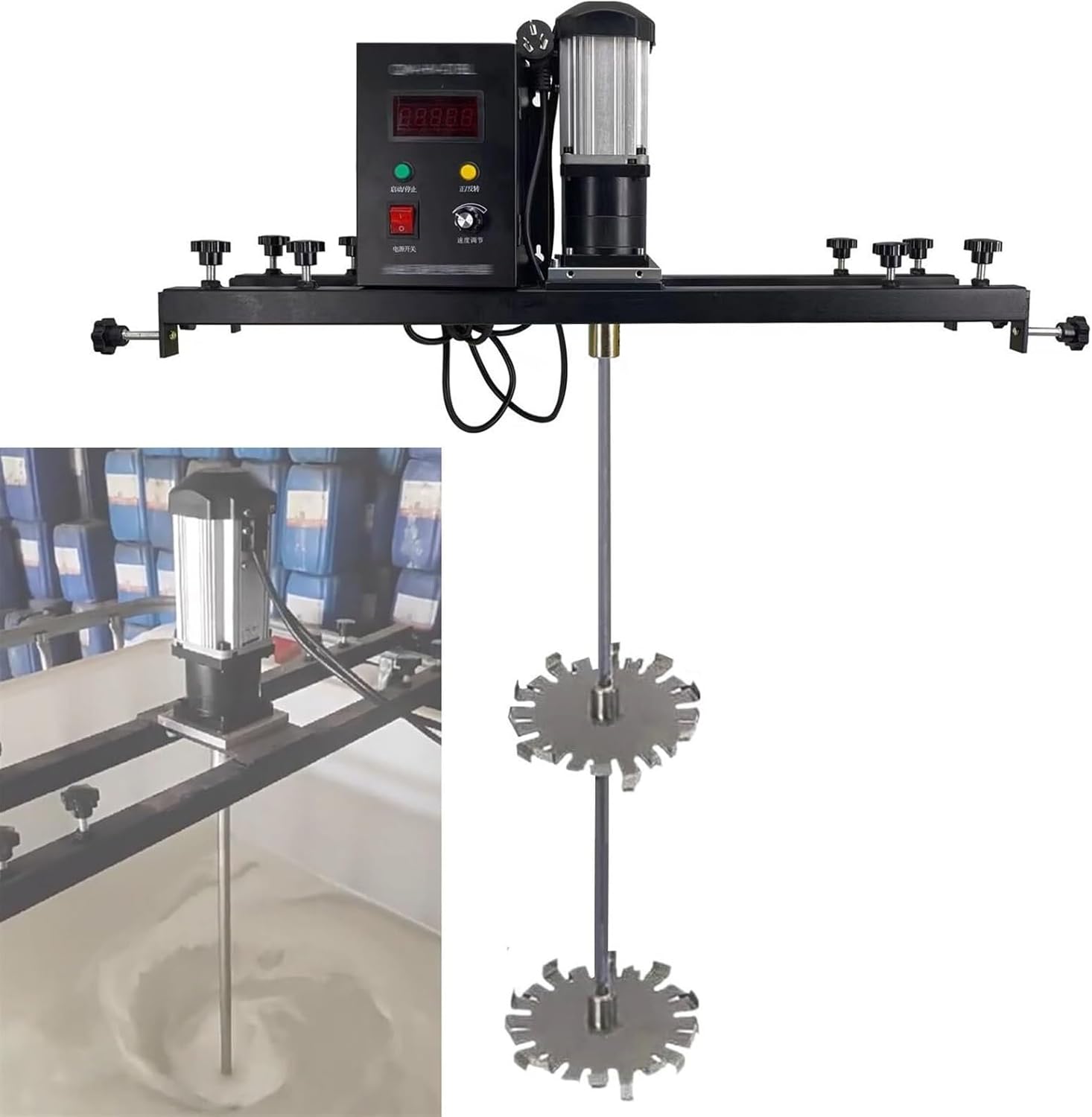 IBC Air Agitator, Electric Tank Mixer Machine, 0-1000rpm, Mixer with Support Hanger, Paint Stirring Machine, Bracket Air Agitator Paint Mix Tool(B