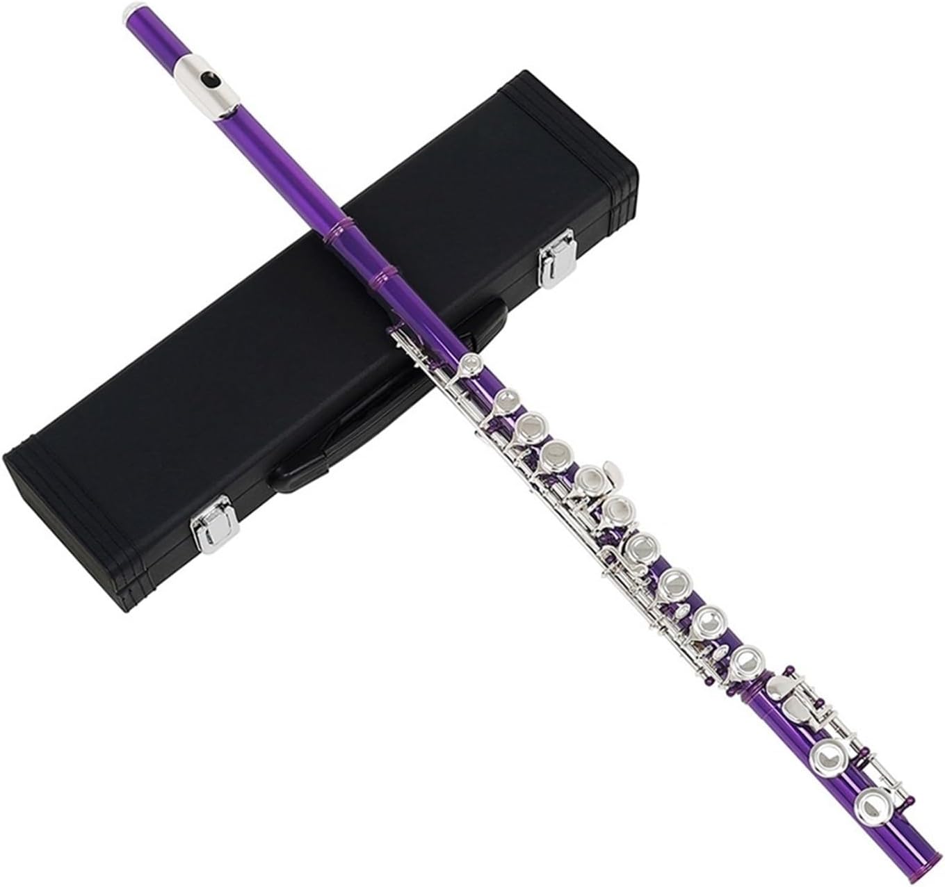 Flute Purple 16 Holes C Tone Flute with E Key Woodwind Instrument Closed Key Cupronickel Tube Flutes Musical Instruments