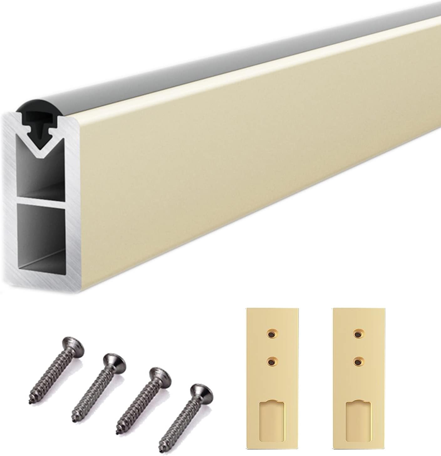 Gold Wall Mount Closet Rod 20 to 60 Inch, Metal Heavy Duty Wardrobe Pole Clothes Rack for Cabinet Corner, Laundry Room & Balcony, Window Curtain Bar, Load 100KG