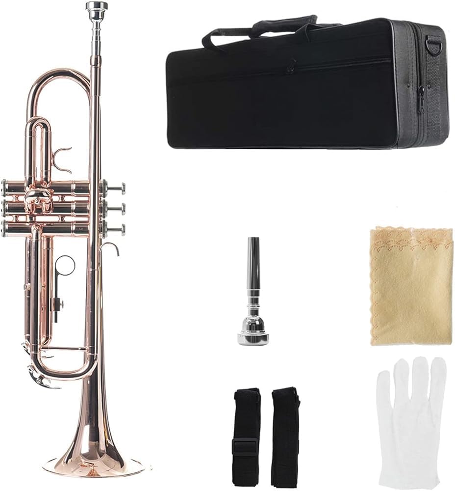 Rose Gold Trumpet Instrument Playing-Level Adult Wind Band B-Tune Phosphor-Bronze Beginner Test Grade Brass Instrument Professional Trumpet