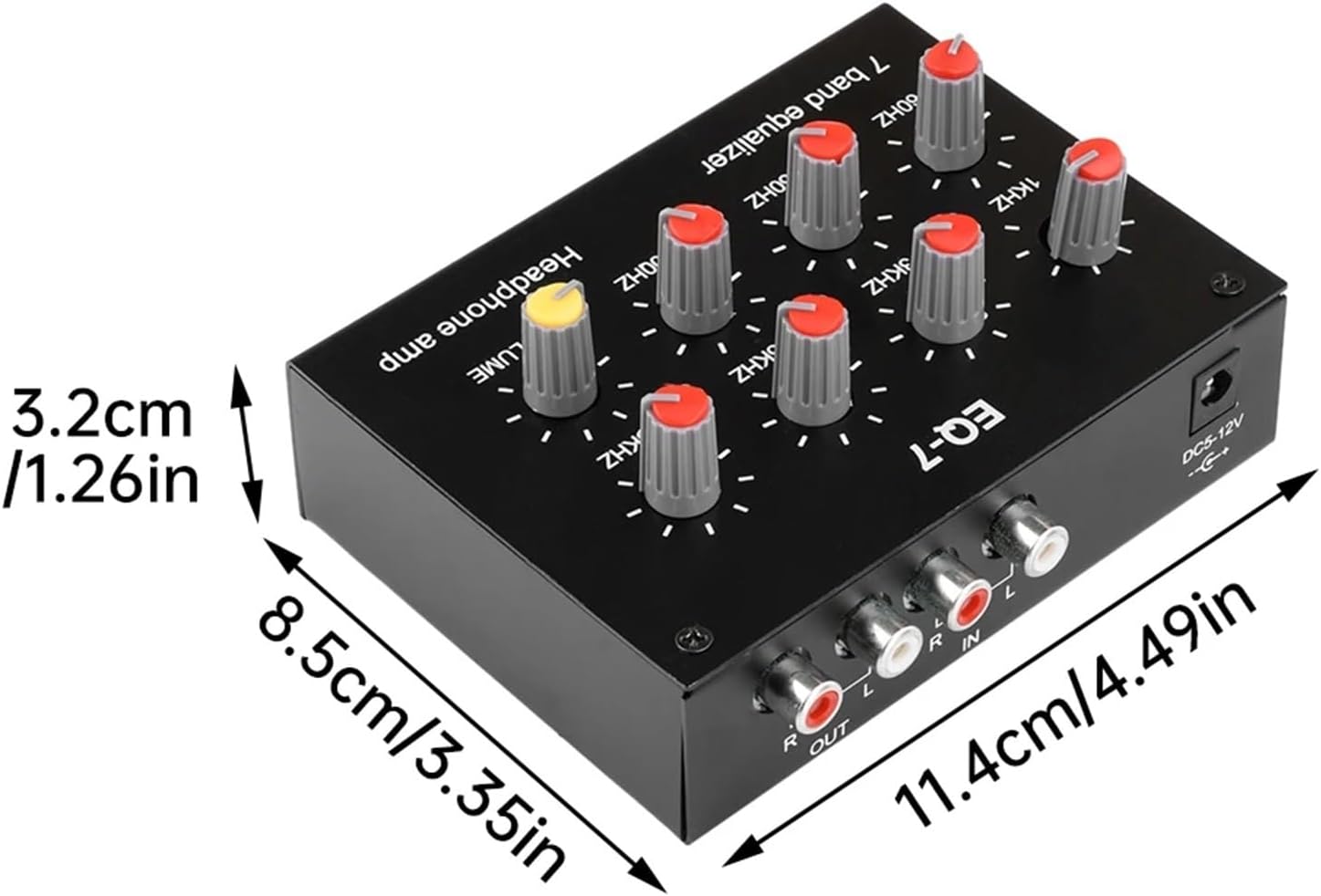 EQ-7 Audio Preamplifier EQ-7 7 Band Equalizer Adjust High School Bass Sound Amplifier Module for Speaker Mobile Phone(US)