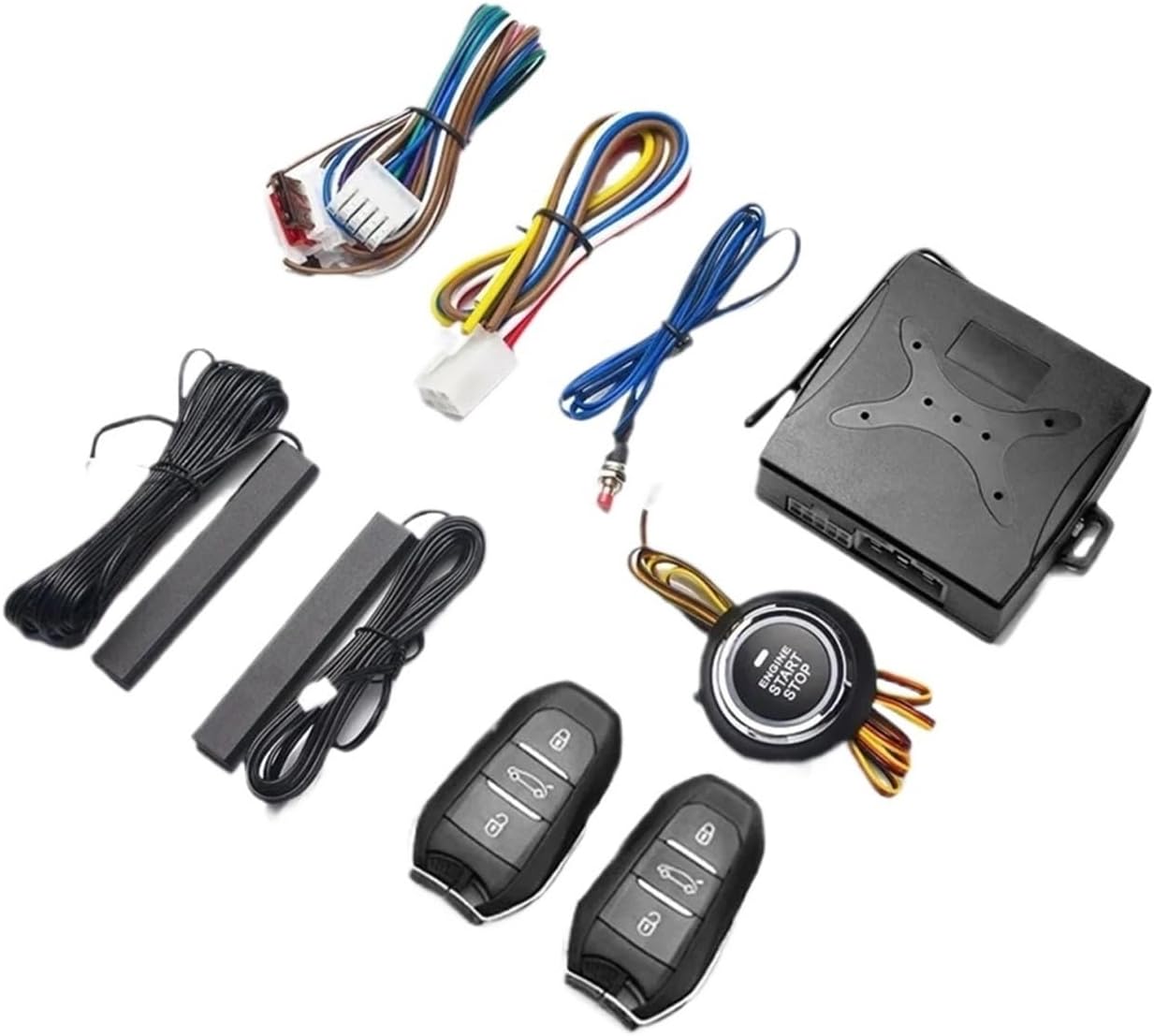 Start kit Car Alarm with Autostart Engine Start Stop Ignition Button PKE Central Lock Automatic Keyless Entry(SQ8807BT-S6)