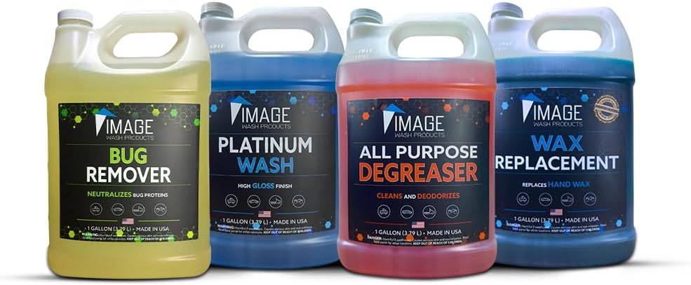 Image Wash Products Truckers Choice 4 Gallon Kit - All Purpose Degreaser, Bug Remover, Platinum Wash foaming soap, Wax Replacement (Foam-On/Rinse-Off Coating)