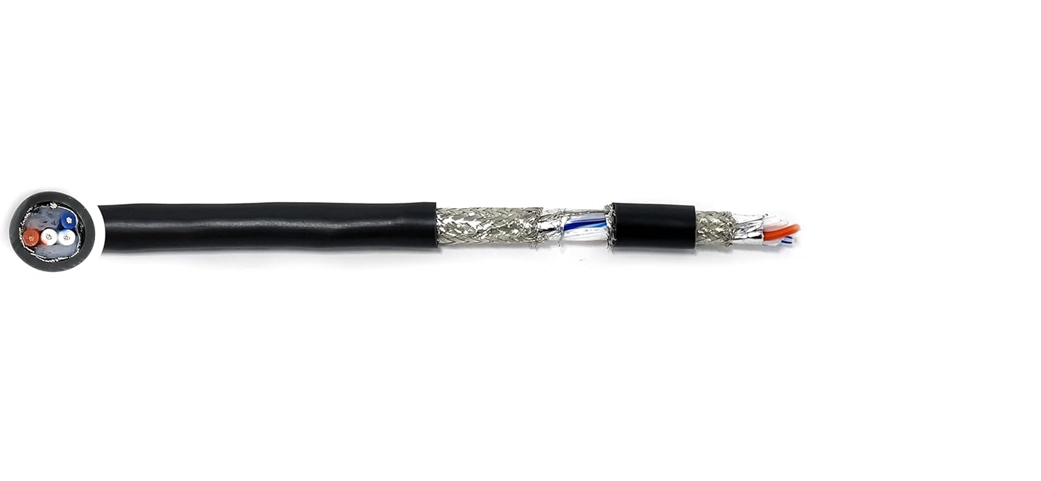 24AWG 2Pr RS-485 Shielded Cable - Equal to Belden 9842, Str TC, PE Ins, OS+Drain+TC BRD, PVC JKT, 120 ohm for Low Voltage Analog Signals/Digital Control (Chrome 500FT)