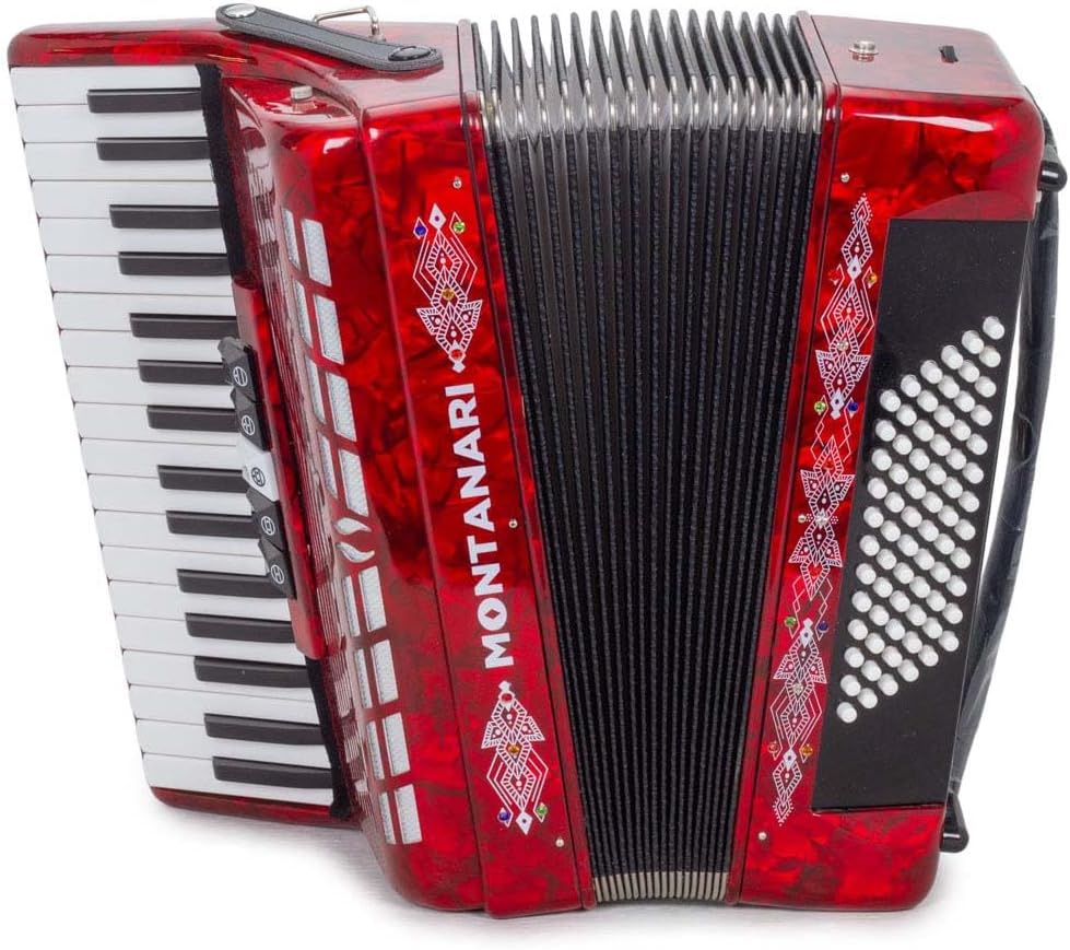 Montanari Piano Accordion 5 switches 72 bass 34 Keys 5 switches Red