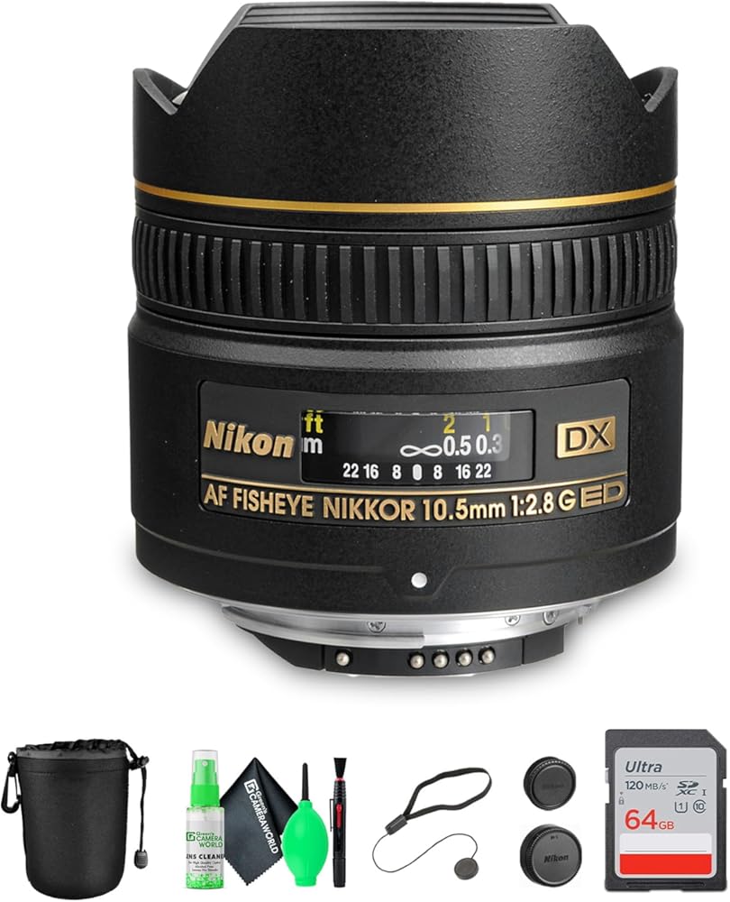 Nikon NIKKOR AF DX Fisheye 10.5mm f/2.8G ED Lens | Ultra-Wide Fisheye Lens | for Creative Photography (2148) + Cleaning Kit + Lens Pouch + Cap Keeper
