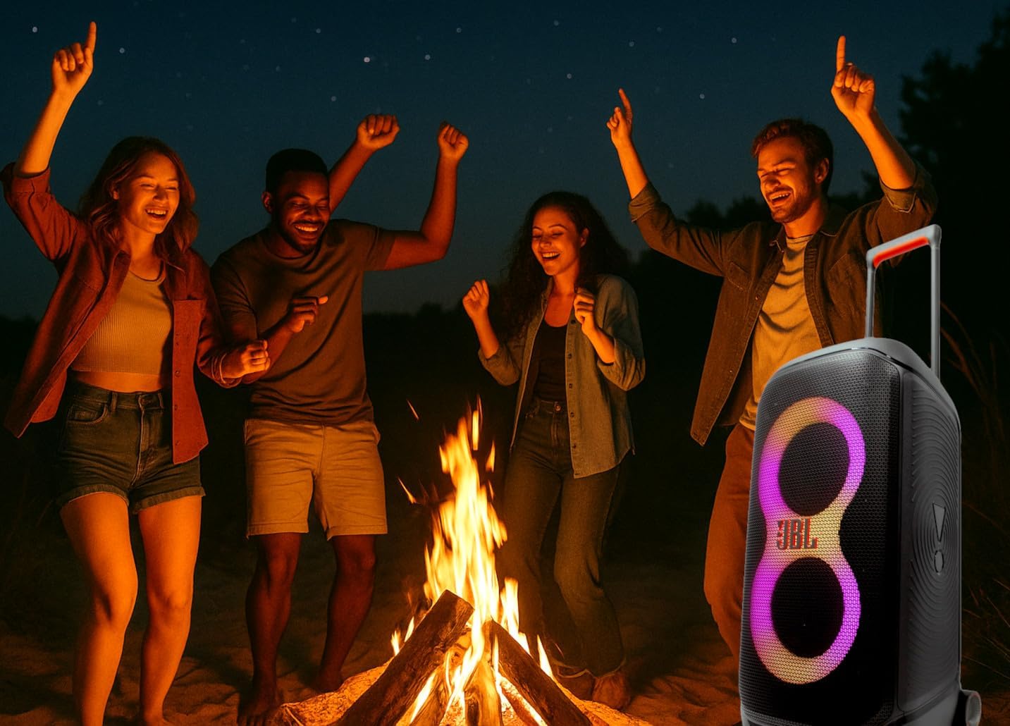 JBL PartyBox Stage 320 (Black) - 240W Portable Wireless Splash Proof Speaker - 12 Hours of Playtime - Powerful Sound and deep bass + Two Microphone System + AUX Cable - Party Karaoke Kit