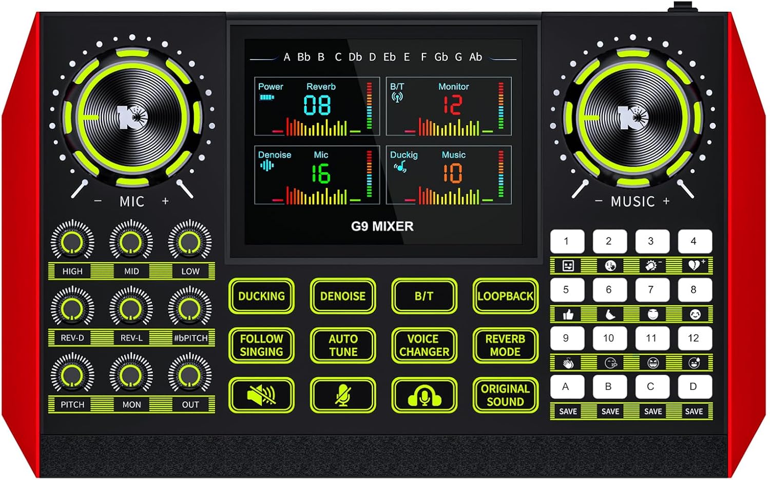 Podcast Equipment Bundle Audio Mixer, Sound Board for Pc/Phone Live Streaming Singing Gaming, Podcast Mixer for 3.5/6.35mm Dynamic Microphone, Voice Changer, Denoise, One Click Mute