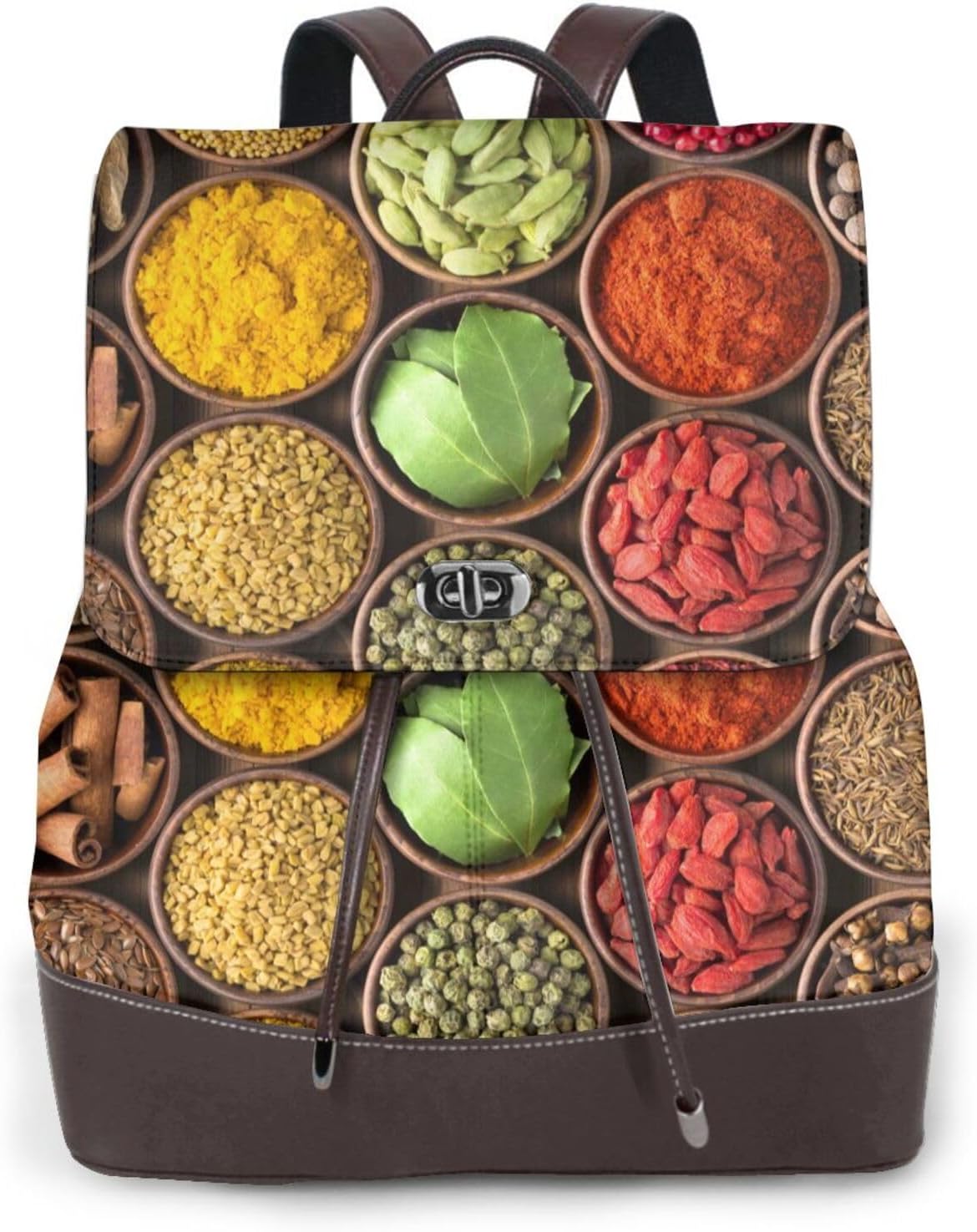 Spices And Herbs for Womens Backpack Purse Microfiber PU Anti-theft Large Fashion Designer Travel Bag Ladies Shoulder Bags