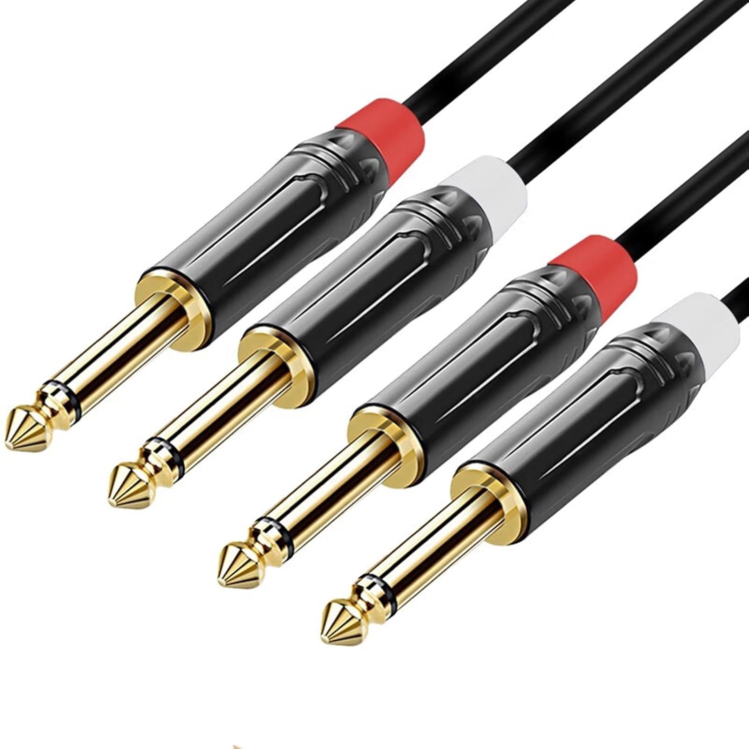 Guitar Audio Cable 6.35 Cable Male to Male 6.5mm Large Two-core Mixer Amplifier Electric Guitar Connection Cable(One Pair,15m)