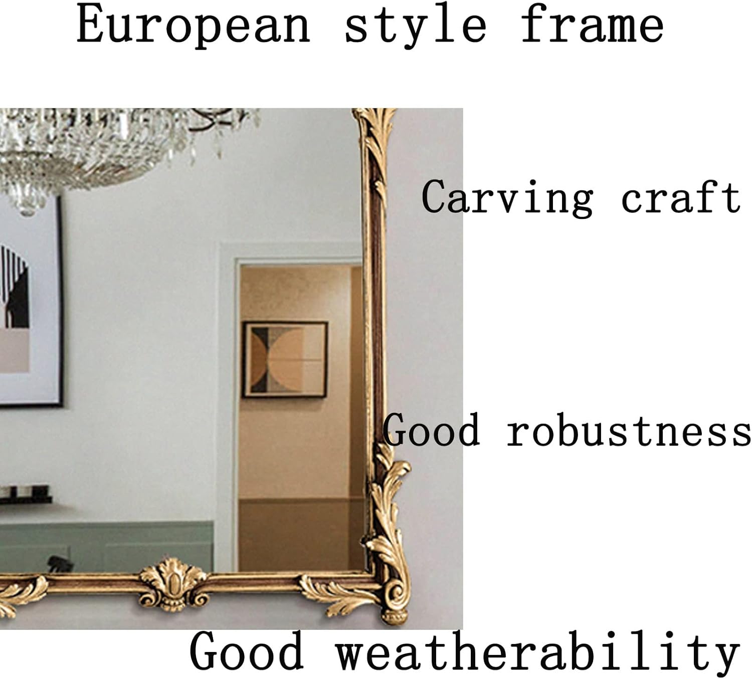 WORDFUN Wall Mount Makeup Mirror Metal Framed Bathroom Mirror Decorative Mirror,Rounded Corners Smooth Elaborately Crafted Sturdy and Stable, for Bedroom, Bathroom, Living Room, Hallway