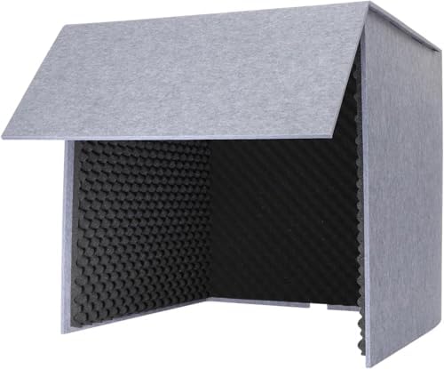 Vocal Absorbing Shield,Soundproof Foam Room,Desktop Soundproof Cover,Portable Vocal Booth,Foldable Recording Booth,Studio Equipment,Grey-80 * 80 * 80cm